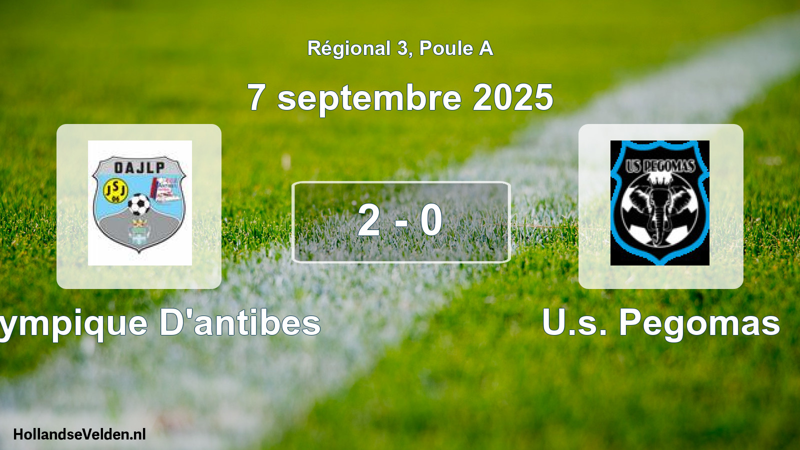 Total number of matches played: Olympique D'antibes - U.s. Pegomas 2 - 0 (7 September 2025)