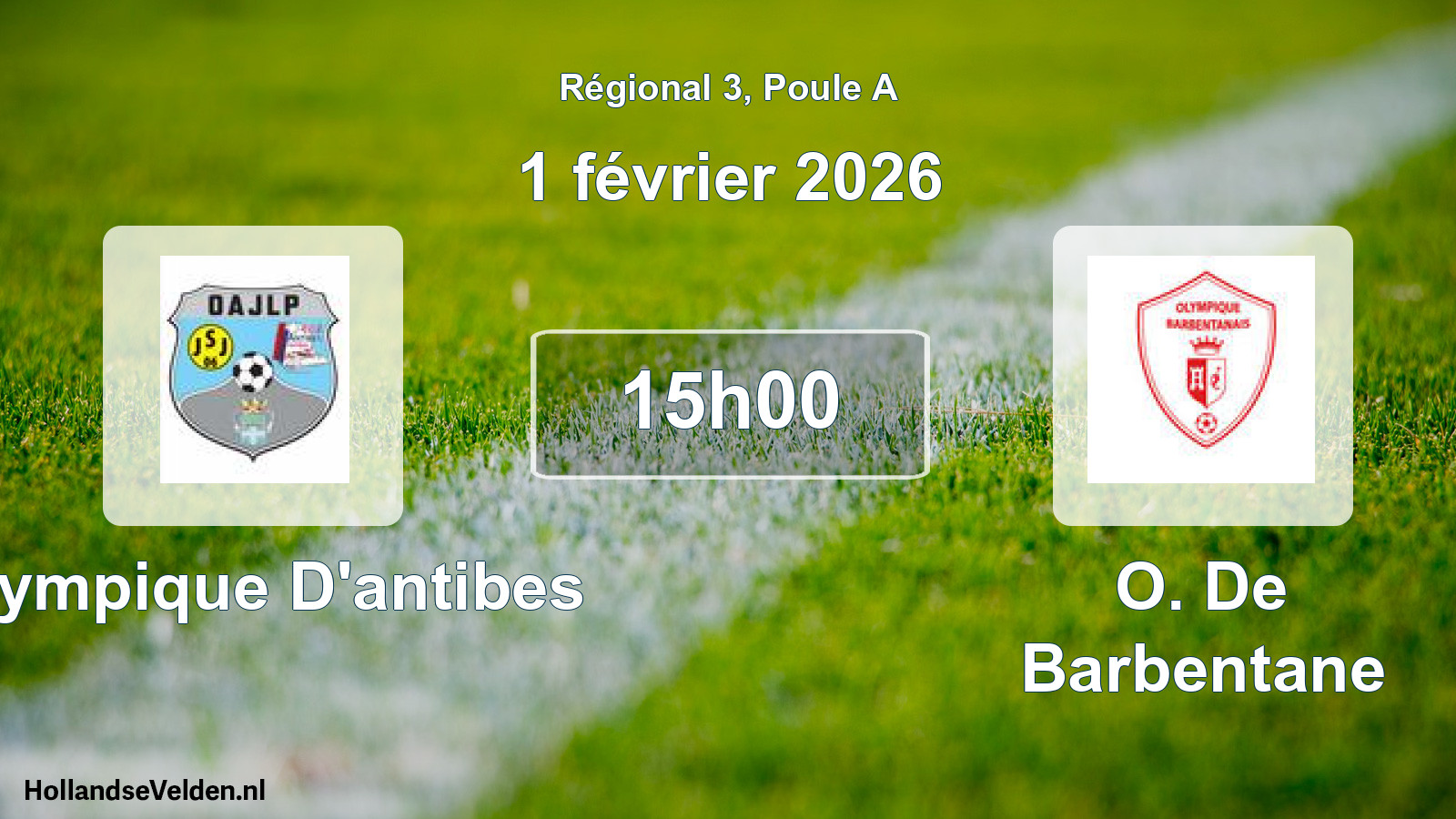 Geplande wedstrijd: Olympique D'antibes - O. De Barbentane (1 février 2026)