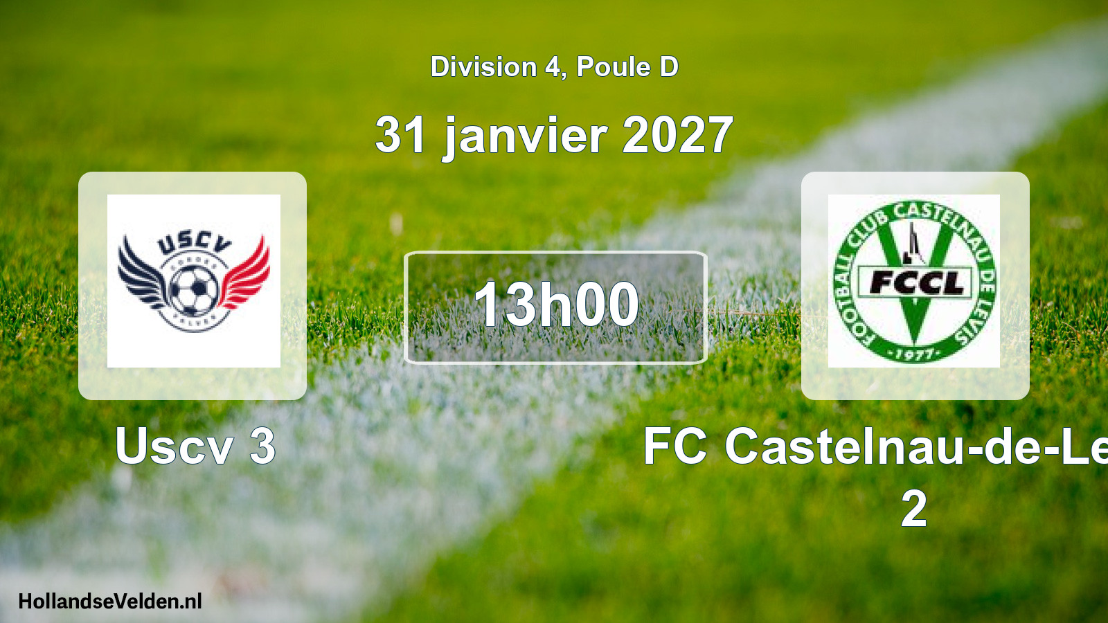 Match programmé: Uscv 3 - FC Castelnau-de-Levis 2 (31 janvier 2027)