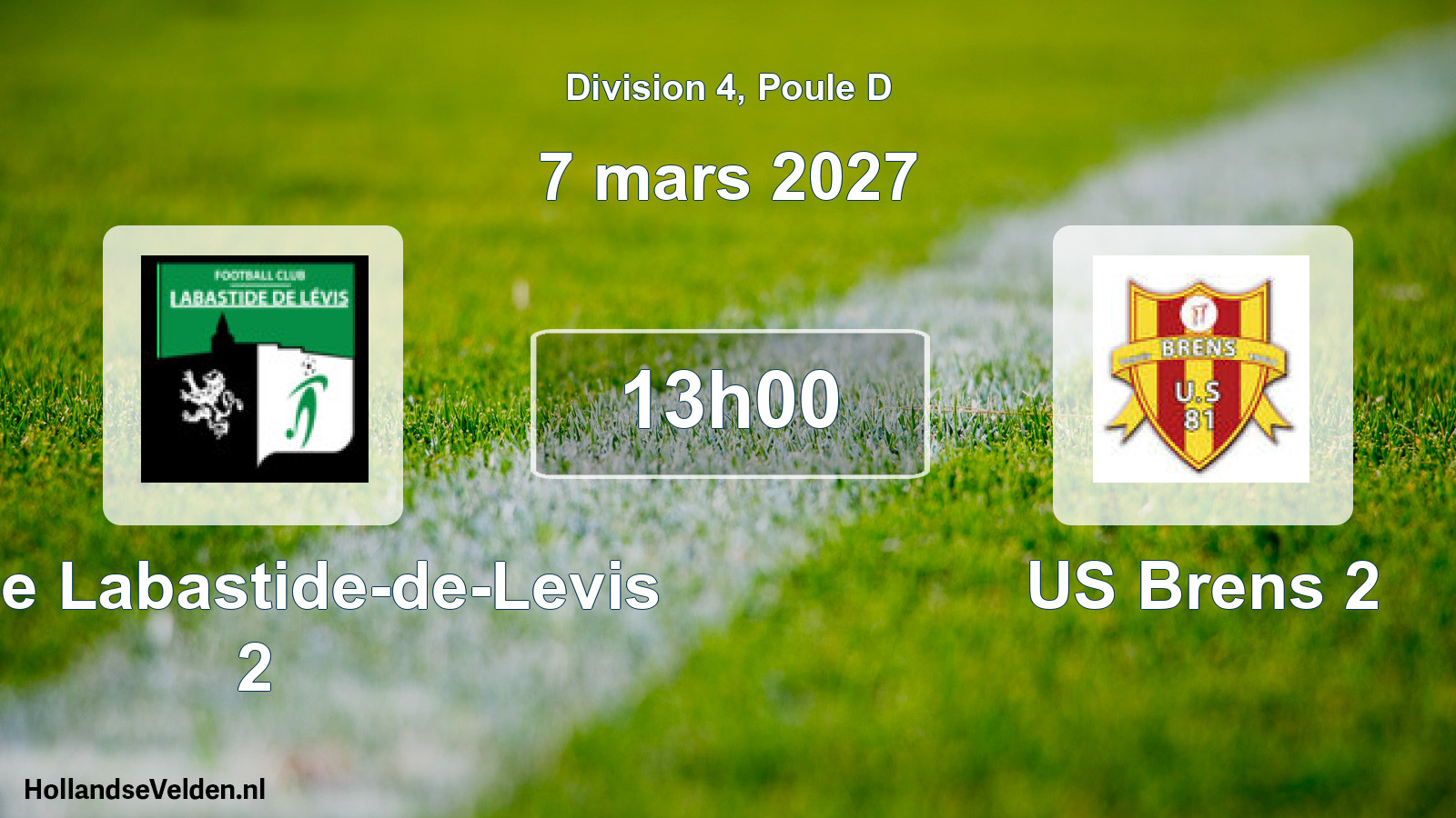 Match programmé: FC de Labastide-de-Levis 2 - US Brens 2 (7 mars 2027)