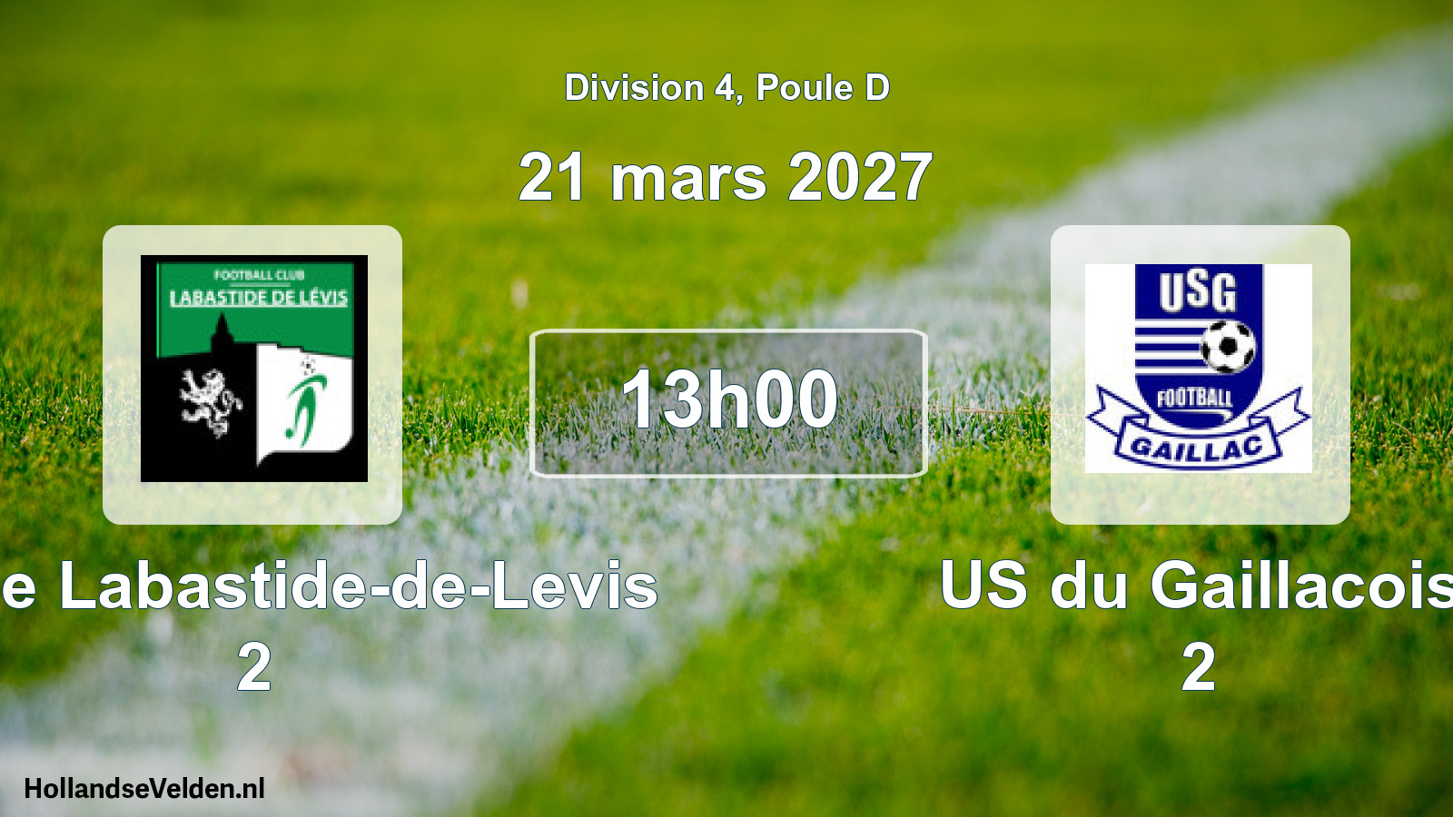 Match programmé: FC de Labastide-de-Levis 2 - US du Gaillacois 2 (21 mars 2027)
