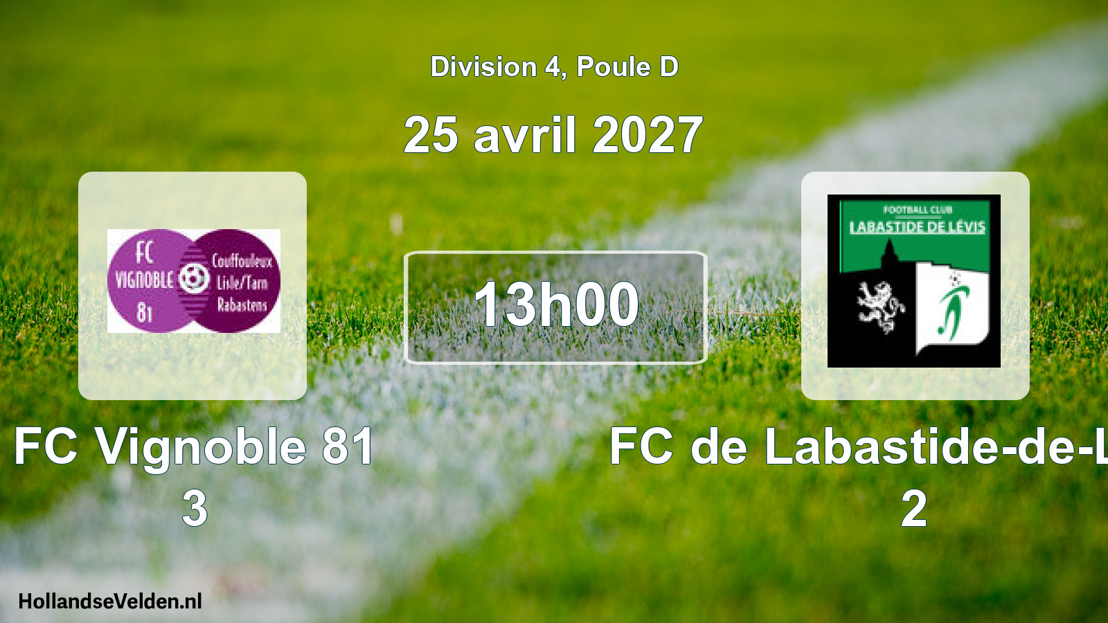 Scheduled Match: FC Vignoble 81 3 - FC de Labastide-de-Levis 2 (25 April 2027)