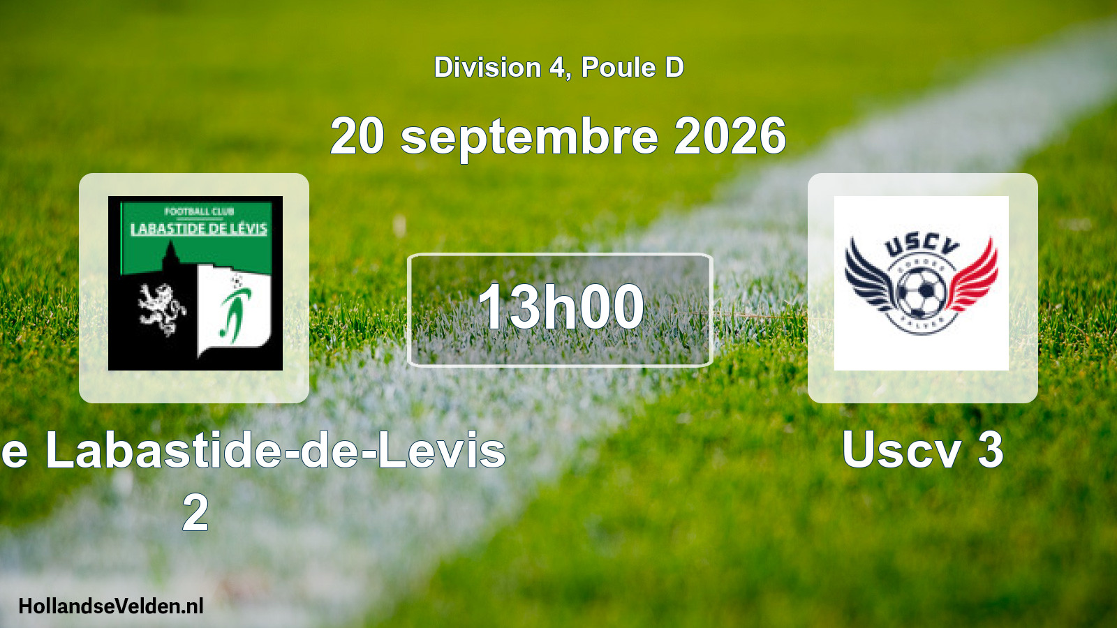 Match programmé: FC de Labastide-de-Levis 2 - Uscv 3 (20 septembre 2026)