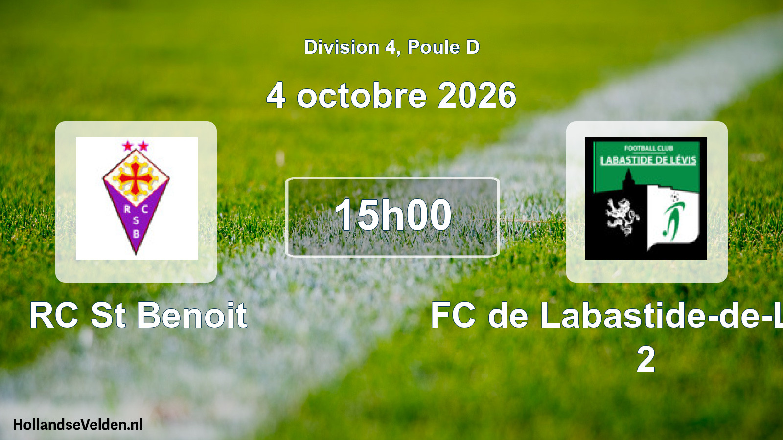 Match programmé: RC St Benoit - FC de Labastide-de-Levis 2 (4 octobre 2026)