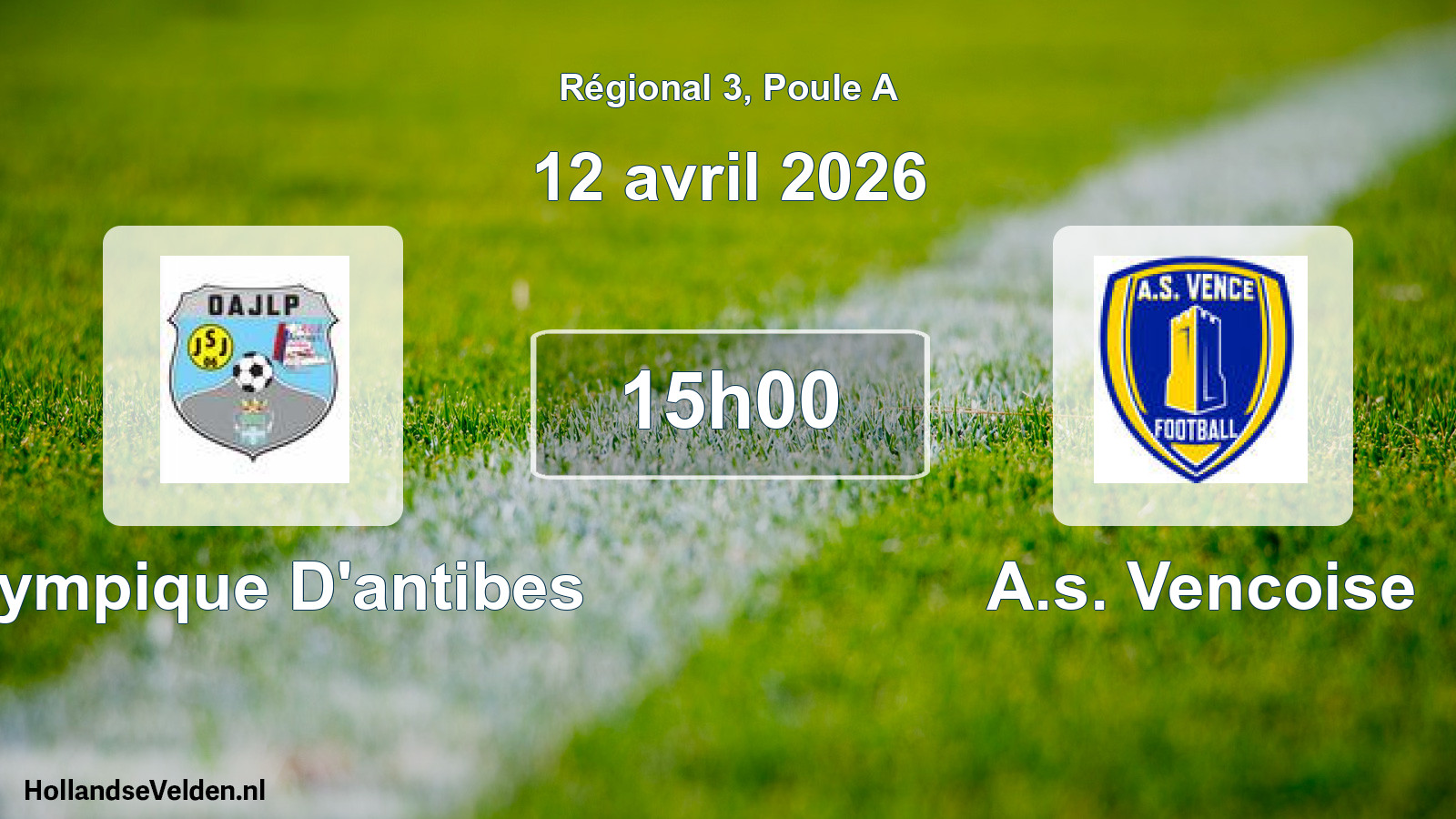 Geplande wedstrijd: Olympique D'antibes - A.s. Vencoise (12 avril 2026)