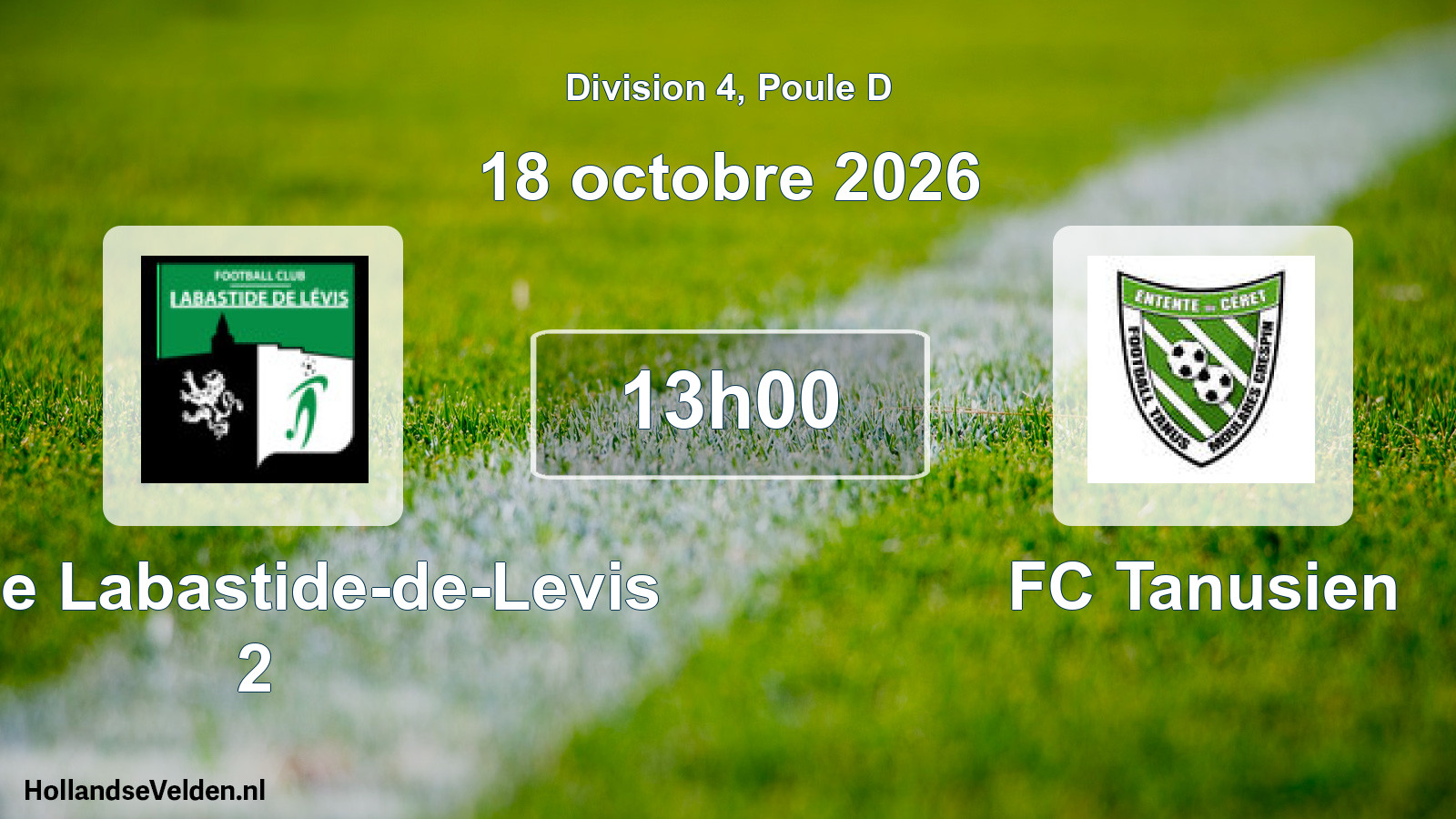 Match programmé: FC de Labastide-de-Levis 2 - FC Tanusien (18 octobre 2026)