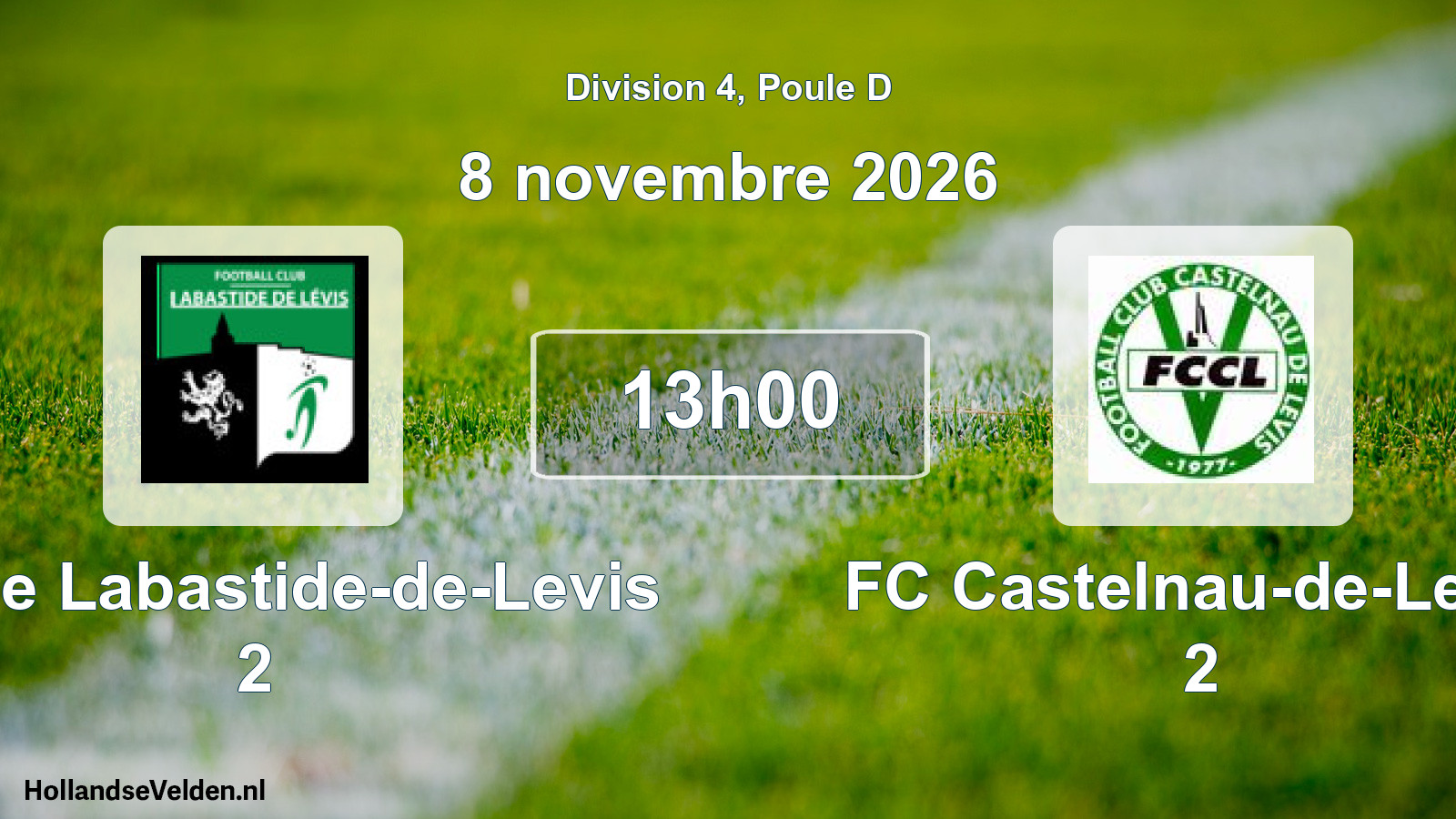 Match programmé: FC de Labastide-de-Levis 2 - FC Castelnau-de-Levis 2 (8 novembre 2026)