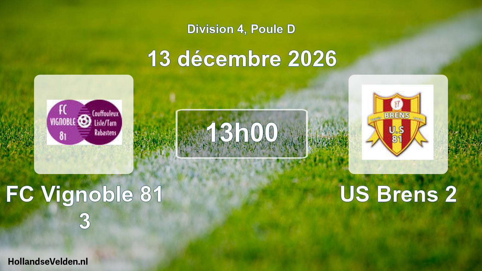 Match programmé: FC Vignoble 81 3 - US Brens 2 (13 décembre 2026)