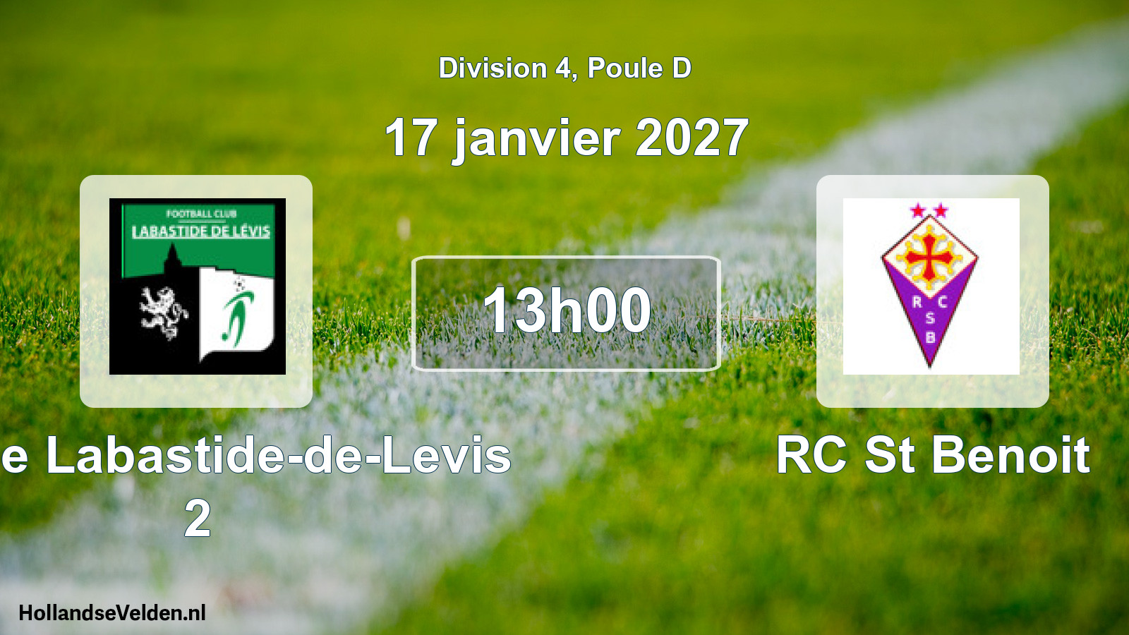 Scheduled Match: FC de Labastide-de-Levis 2 - RC St Benoit (17 January 2027)