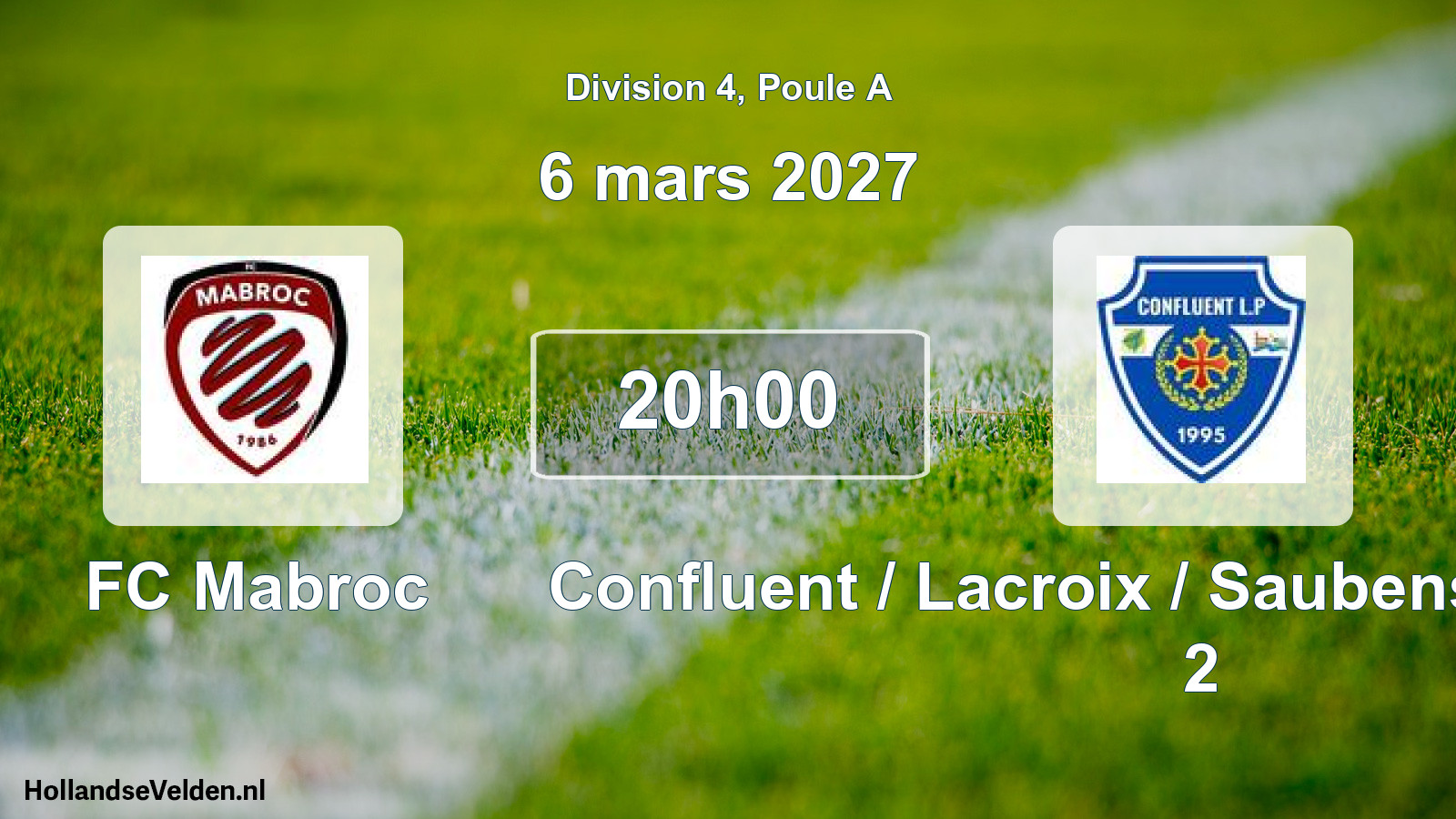 Match programmé: FC Mabroc - Confluent / Lacroix / Saubens / Pinsaguel 2 (6 mars 2027)