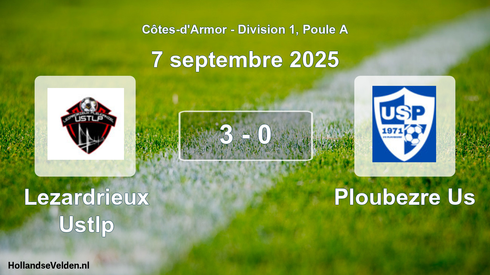 Gespeelde wedstrijd: Lezardrieux Ustlp - Ploubezre Us 3 - 0 (7 septembre 2025)
