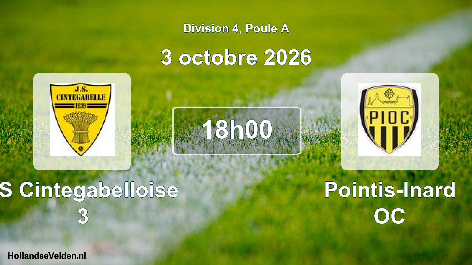 Match programmé: JS Cintegabelloise 3 - Pointis-Inard OC (3 octobre 2026)