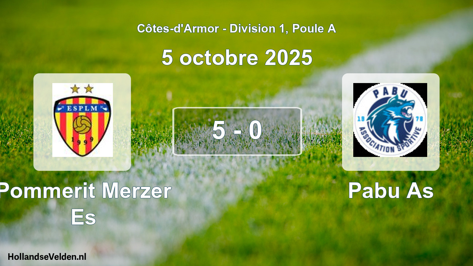 Gespeelde wedstrijd: Pommerit Merzer Es - Pabu As 5 - 0 (5 oktober 2025)