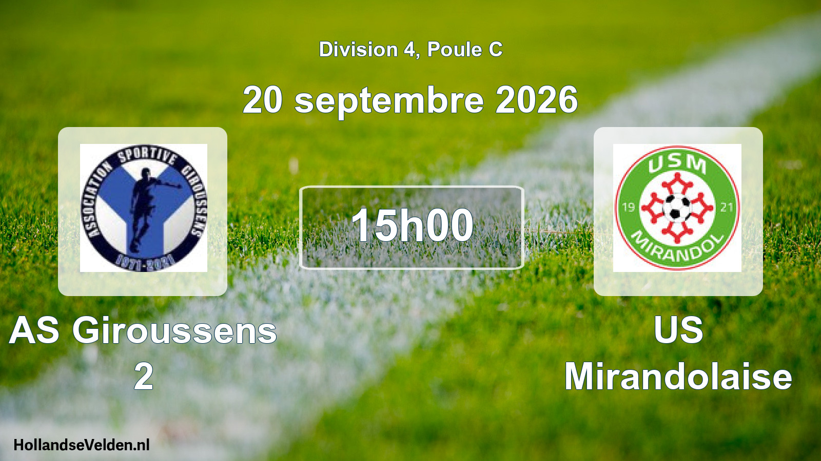 Match programmé: AS Giroussens 2 - US Mirandolaise (20 septembre 2026)