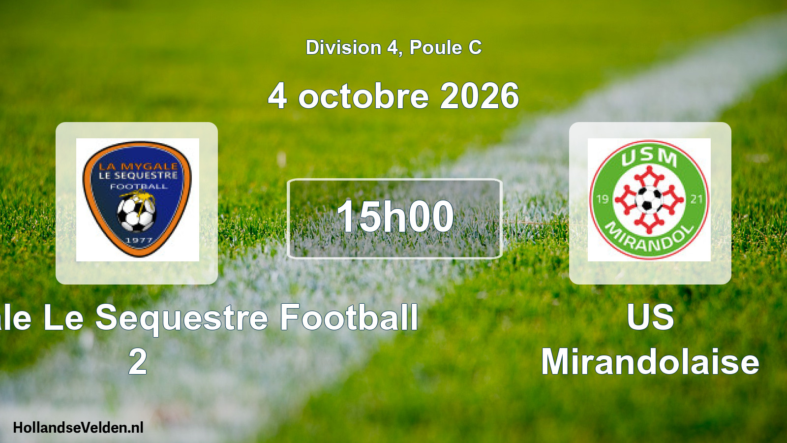 Match programmé: La Mygale Le Sequestre Football 2 - US Mirandolaise (4 octobre 2026)