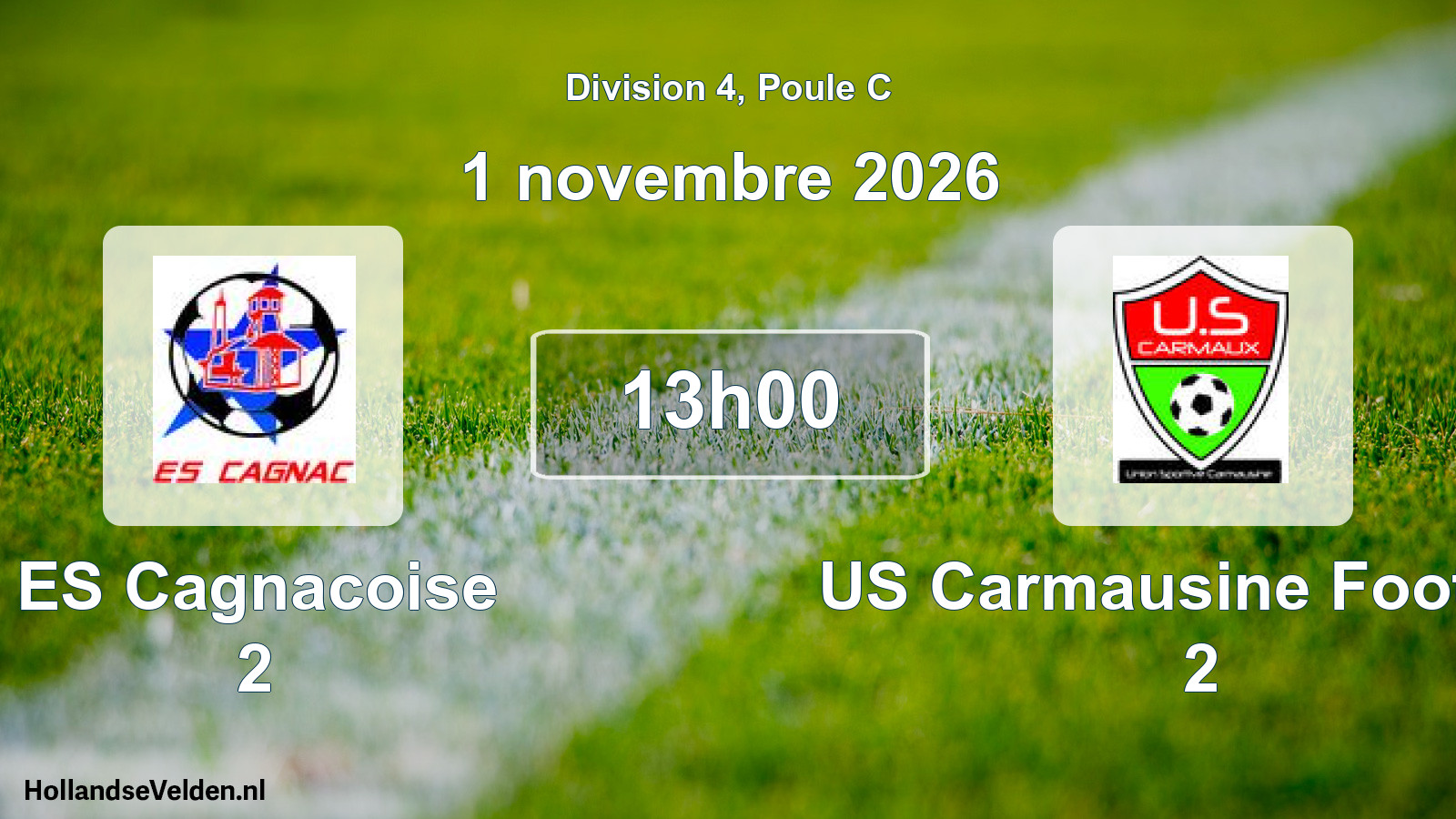 Match programmé: ES Cagnacoise 2 - US Carmausine Football 2 (1 novembre 2026)