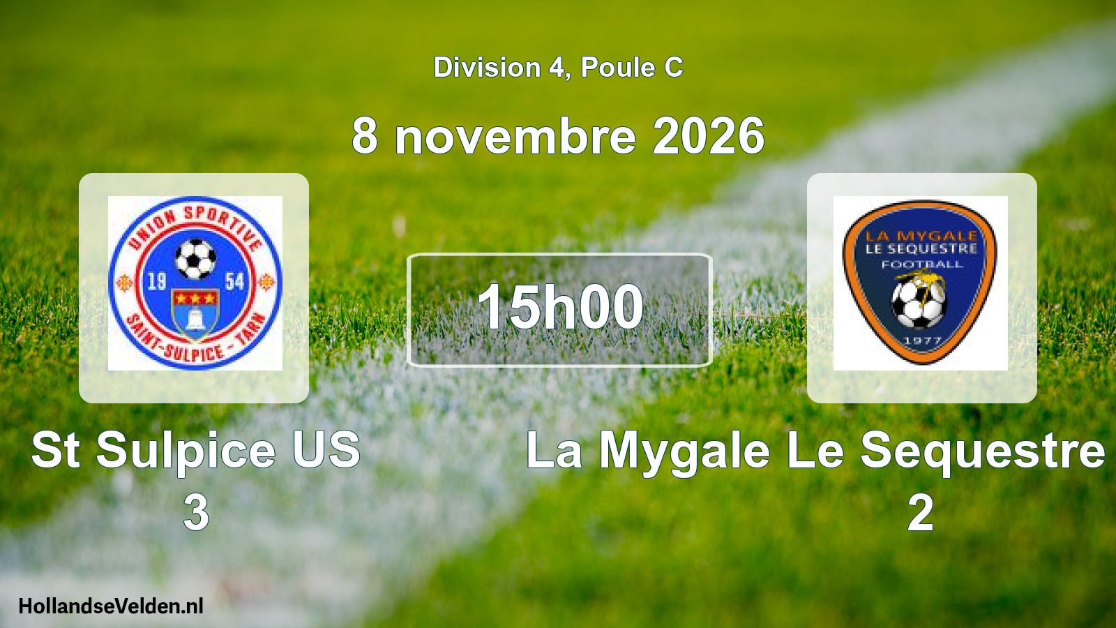 Scheduled Match: St Sulpice US 3 - La Mygale Le Sequestre Football 2 (8 November 2026)