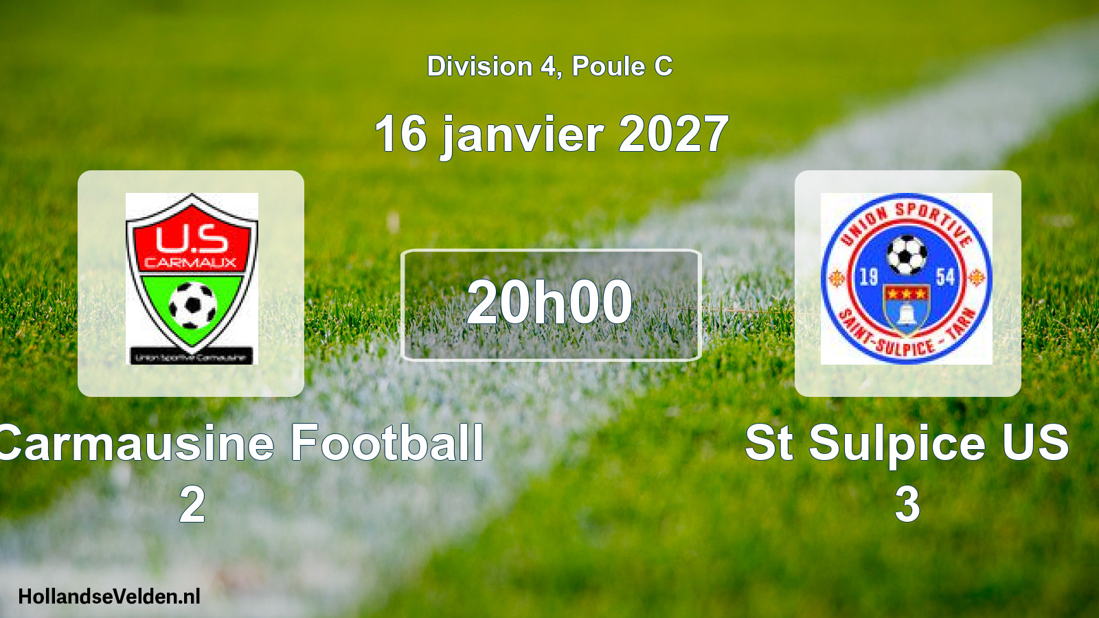 Match programmé: US Carmausine Football 2 - St Sulpice US 3 (16 janvier 2027)