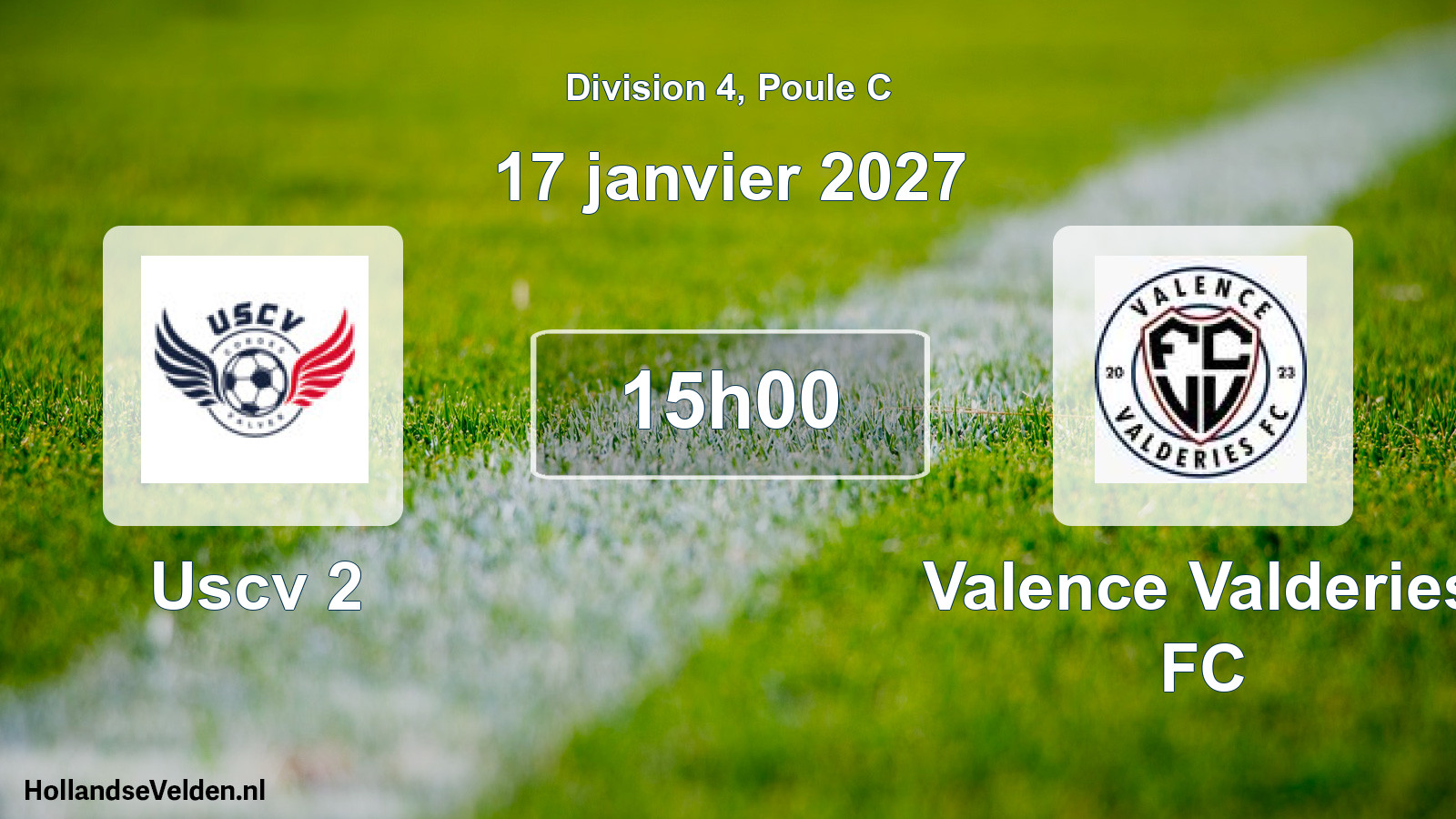 Match programmé: Uscv 2 - Valence Valderies FC (17 janvier 2027)