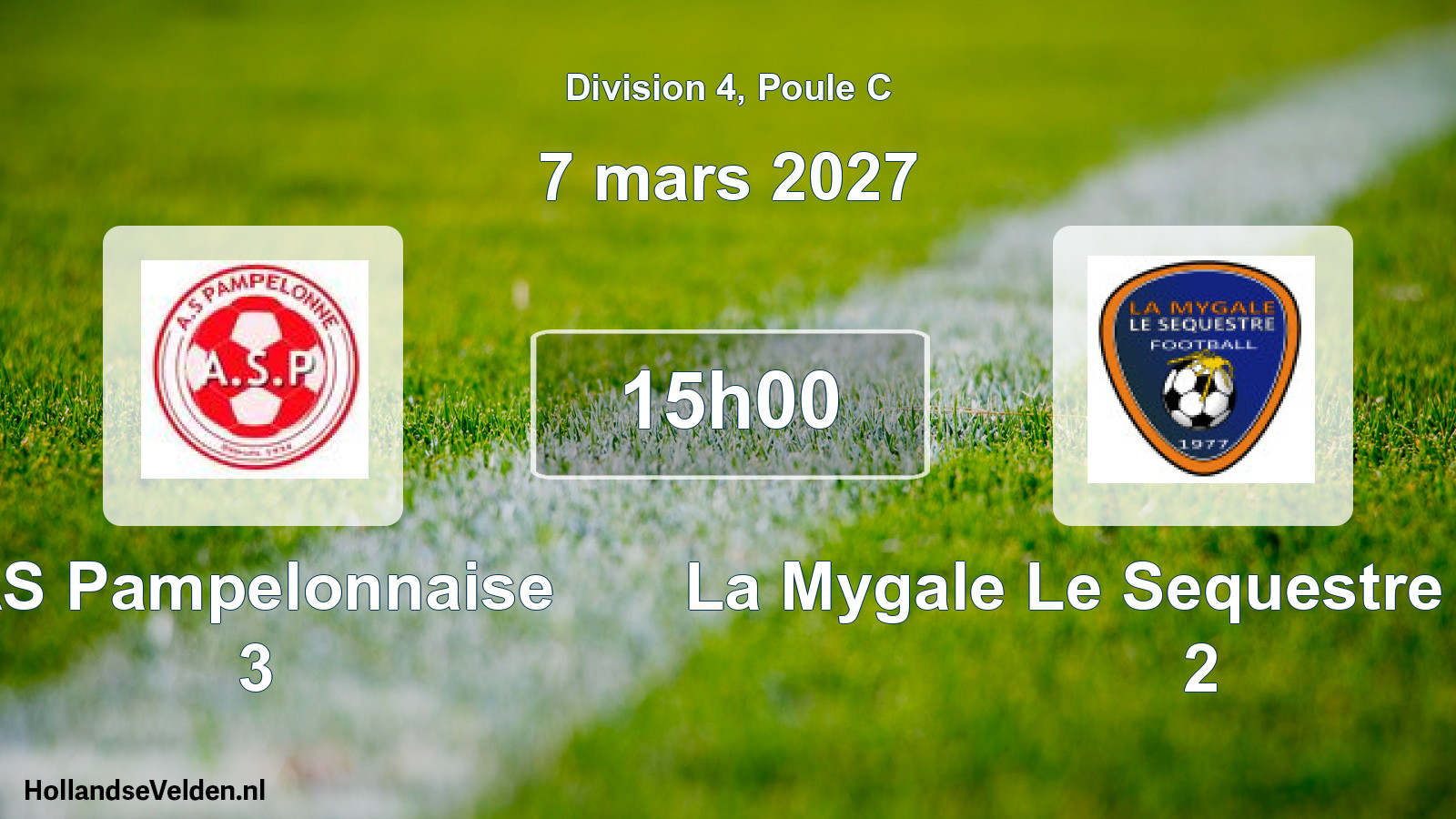 Match programmé: AS Pampelonnaise 3 - La Mygale Le Sequestre Football 2 (7 mars 2027)
