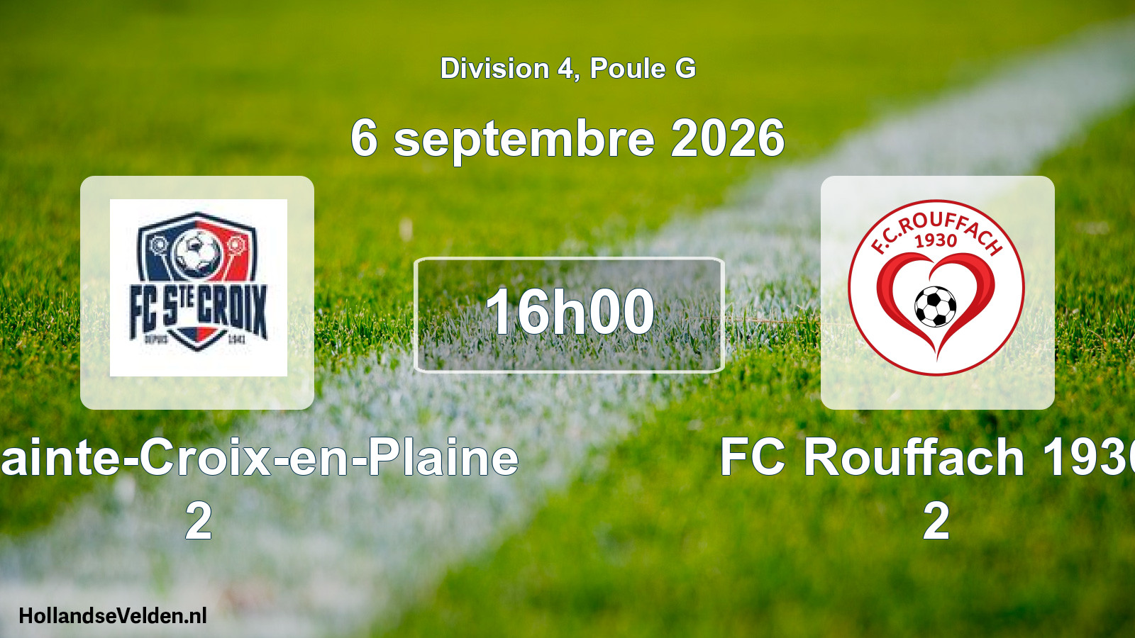 Match programmé: FC Sainte-Croix-en-Plaine 2 - FC Rouffach 1930 2 (11 octobre 2026)