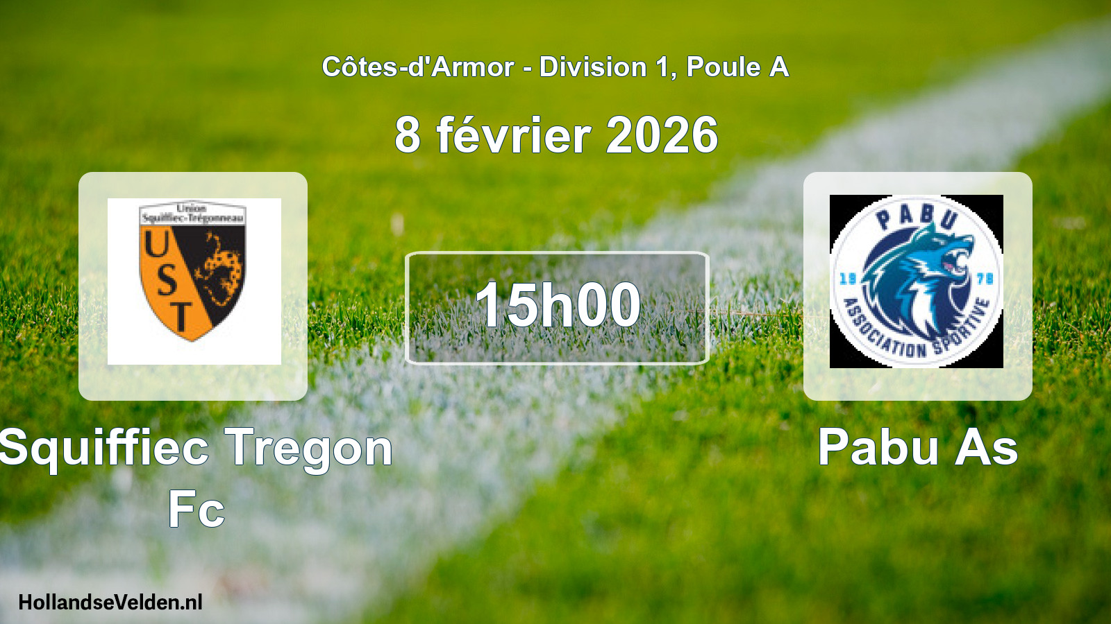 Geplande wedstrijd: Squiffiec Tregon Fc - Pabu As (8 februari 2026)