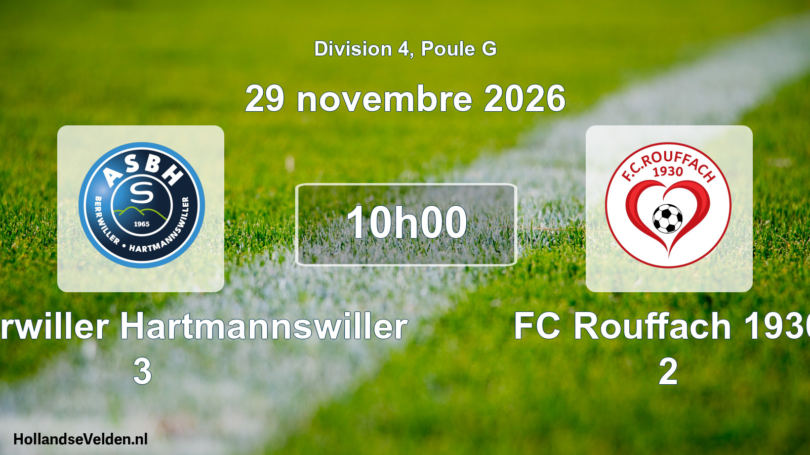 Geplande wedstrijd: AS Berrwiller Hartmannswiller 3 - FC Rouffach 1930 2 (29 november 2026)