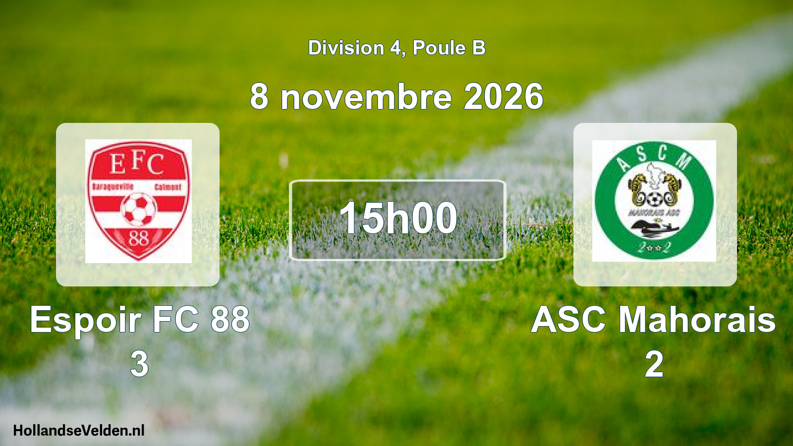 Match programmé: Espoir FC 88 3 - ASC Mahorais 2 (8 novembre 2026)