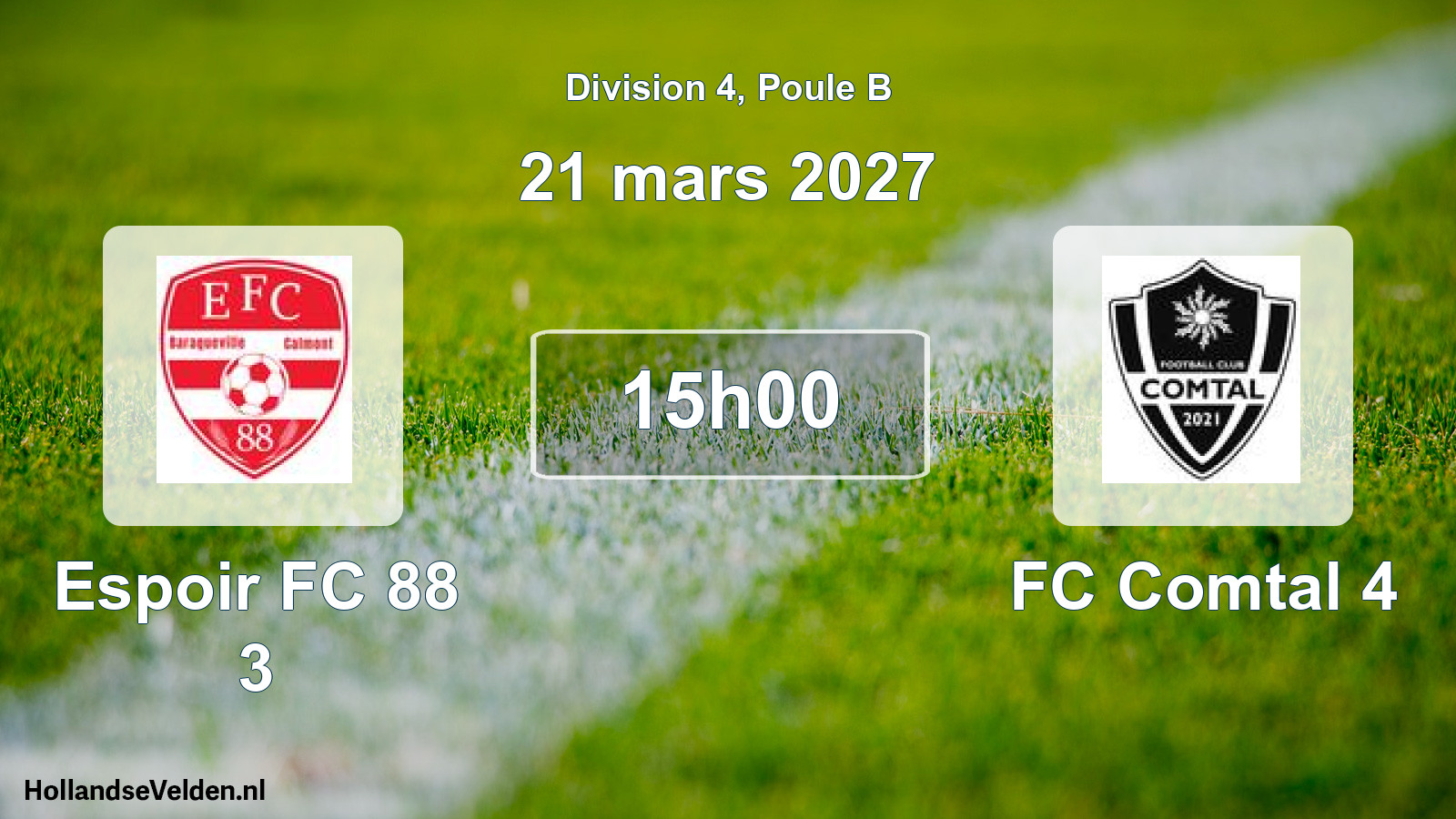 Match programmé: Espoir FC 88 3 - FC Comtal 4 (21 mars 2027)