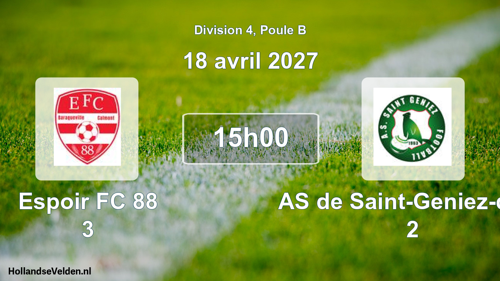 Match programmé: Espoir FC 88 3 - AS de Saint-Geniez-d'Olt 2 (18 avril 2027)