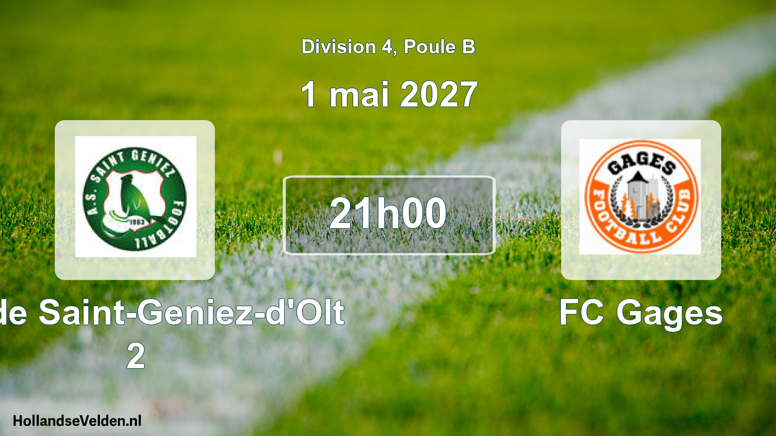 Match programmé: AS de Saint-Geniez-d'Olt 2 - FC Gages (1 mai 2027)