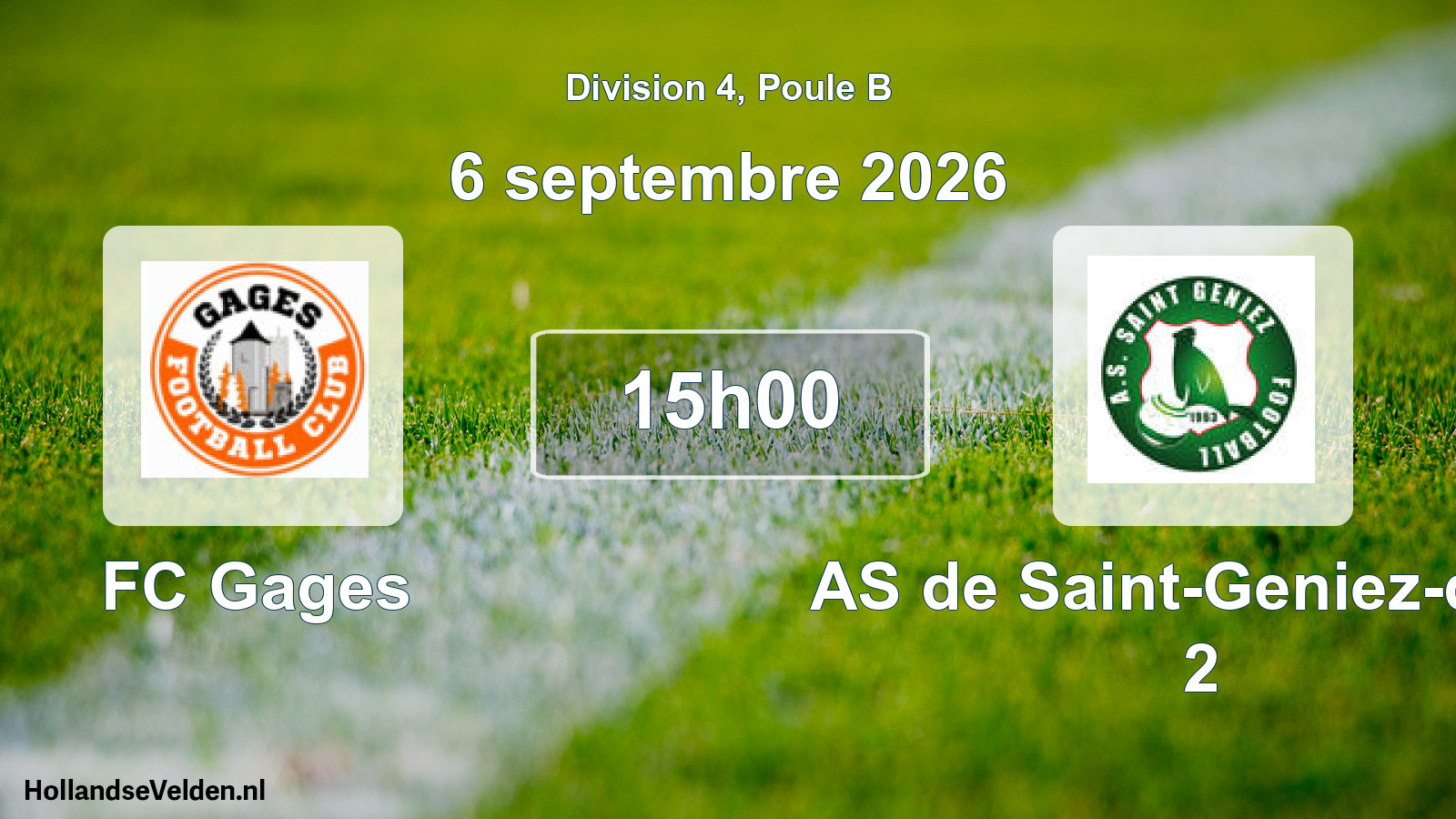 Match programmé: FC Gages - AS de Saint-Geniez-d'Olt 2 (6 septembre 2026)