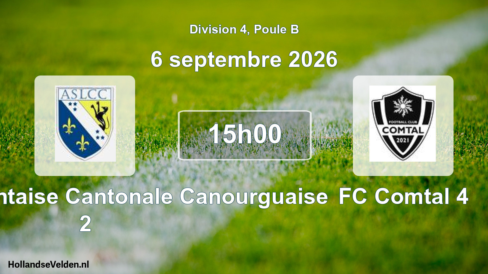 Match programmé: A. Saint-Laurentaise Cantonale Canourguaise 2 - FC Comtal 4 (6 septembre 2026)