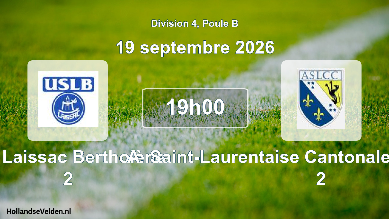 Match programmé: US Laissac Bertholène 2 - A. Saint-Laurentaise Cantonale Canourguaise 2 (19 septembre 2026)