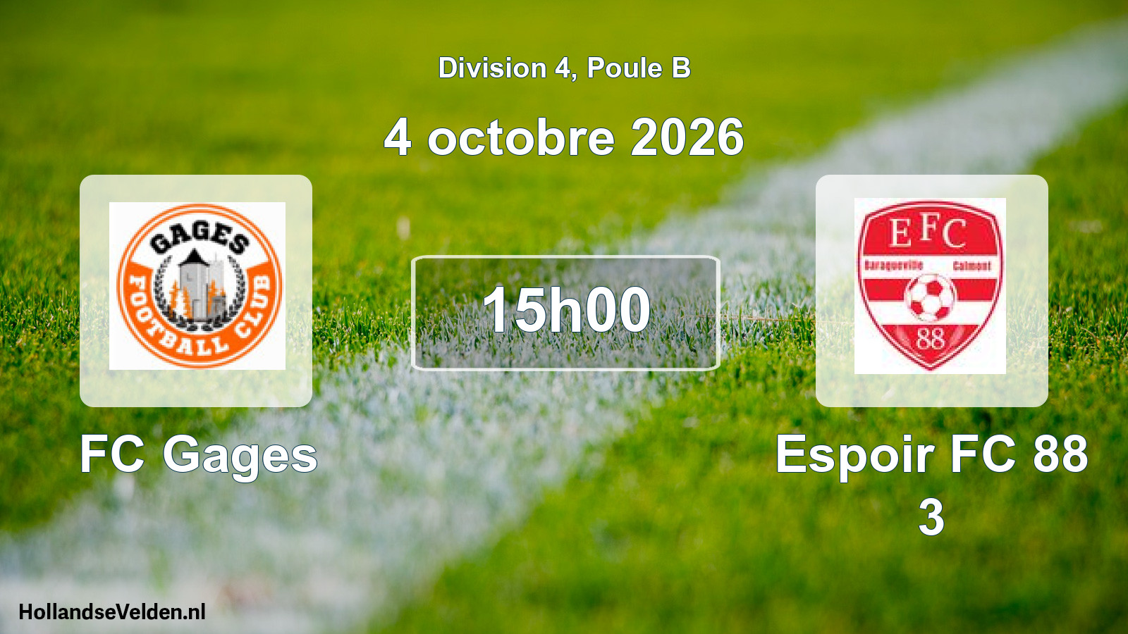 Match programmé: FC Gages - Espoir FC 88 3 (4 octobre 2026)