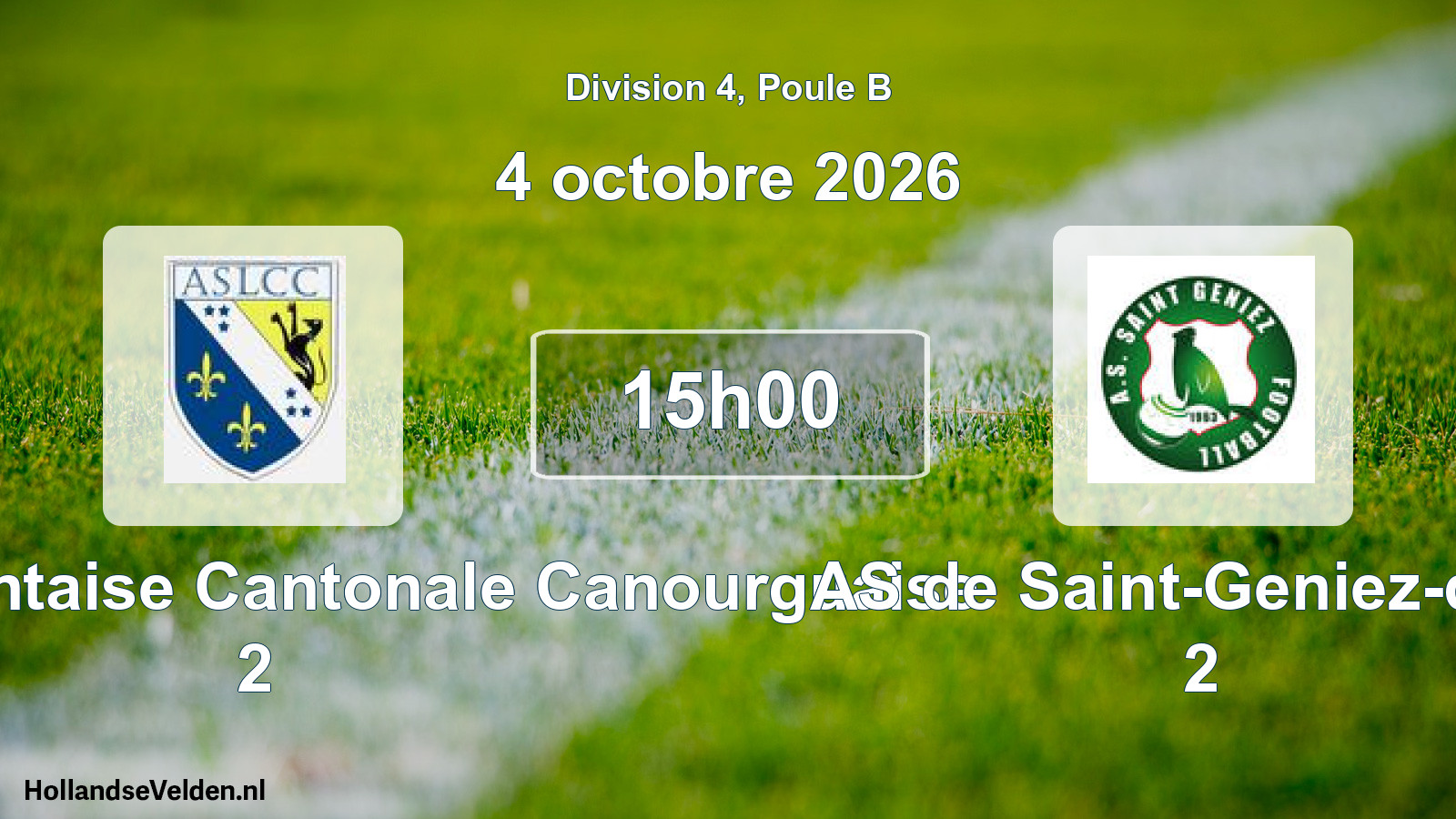 Match programmé: A. Saint-Laurentaise Cantonale Canourguaise 2 - AS de Saint-Geniez-d'Olt 2 (4 octobre 2026)