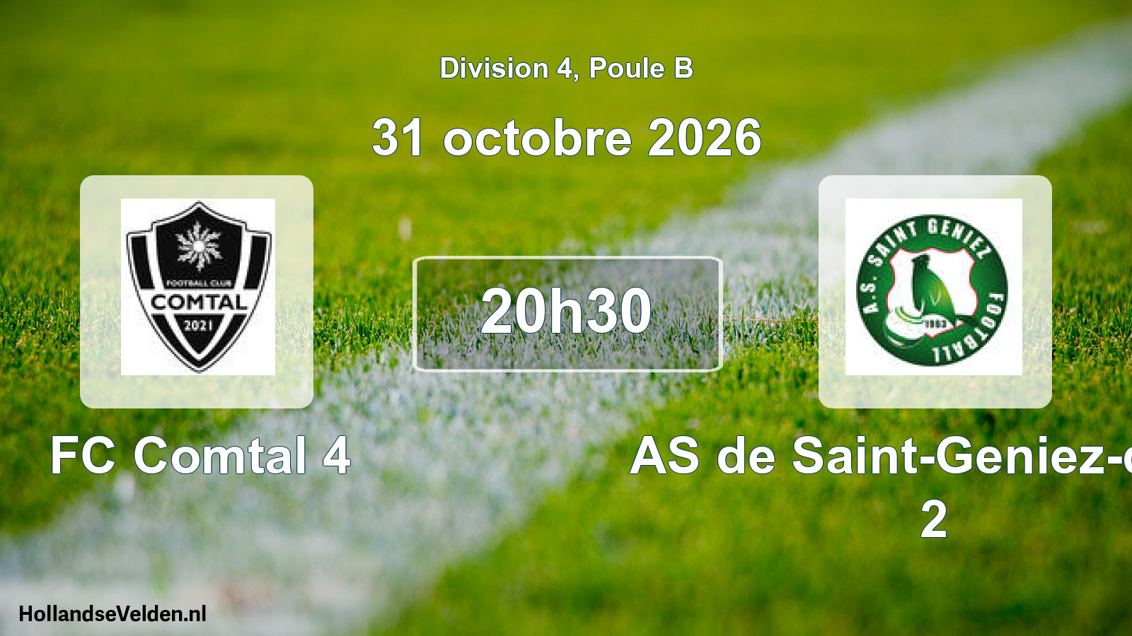 Match programmé: FC Comtal 4 - AS de Saint-Geniez-d'Olt 2 (31 octobre 2026)