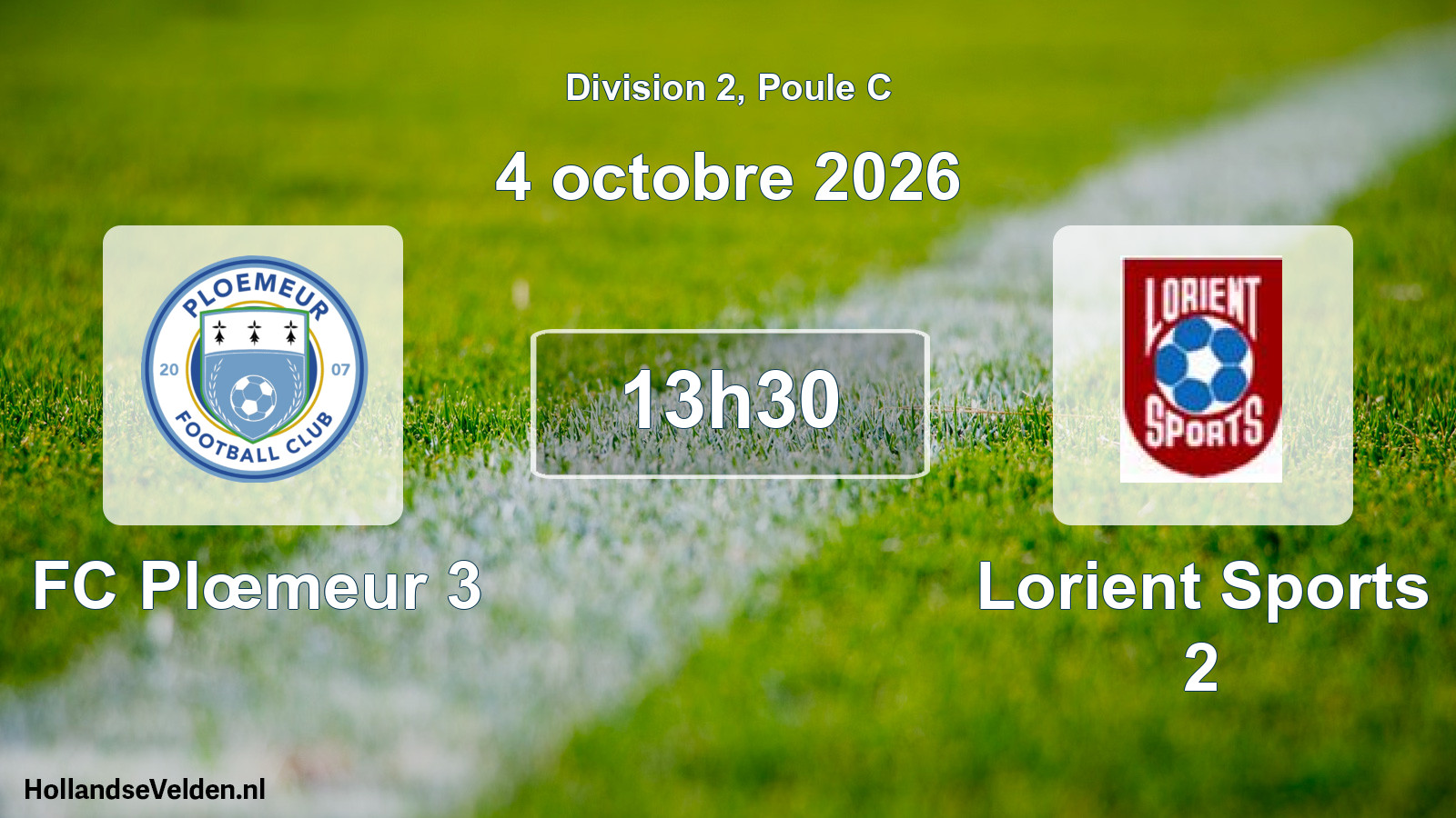 Match programmé: FC Plœmeur 3 - Lorient Sports 2 (4 octobre 2026)