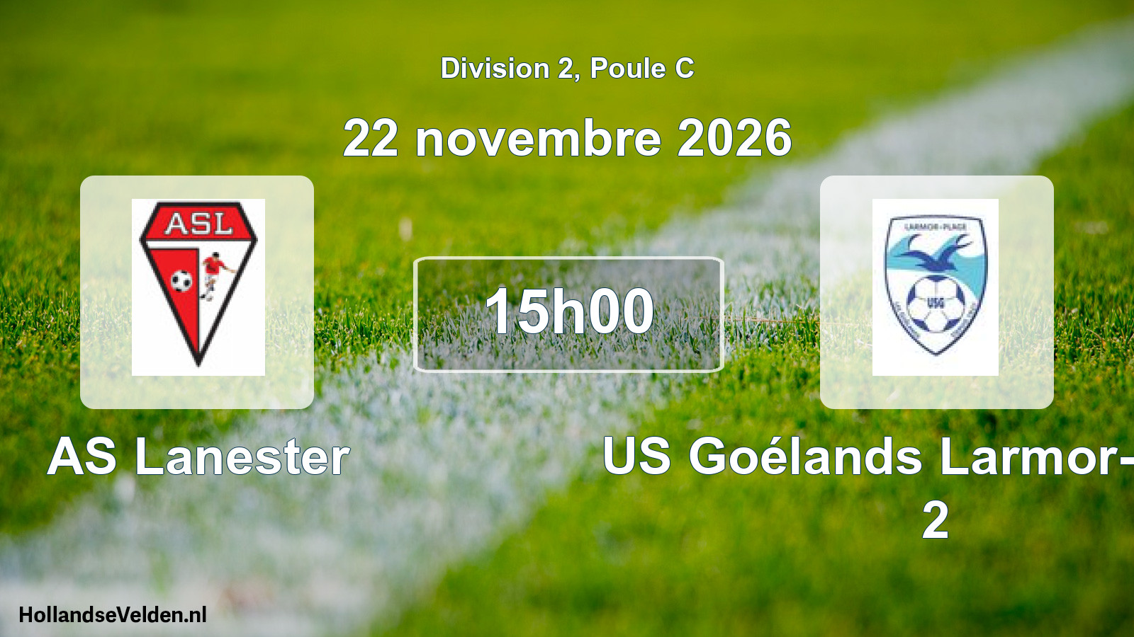 Match programmé: AS Lanester - US Goélands Larmor-Plage 2 (22 novembre 2026)