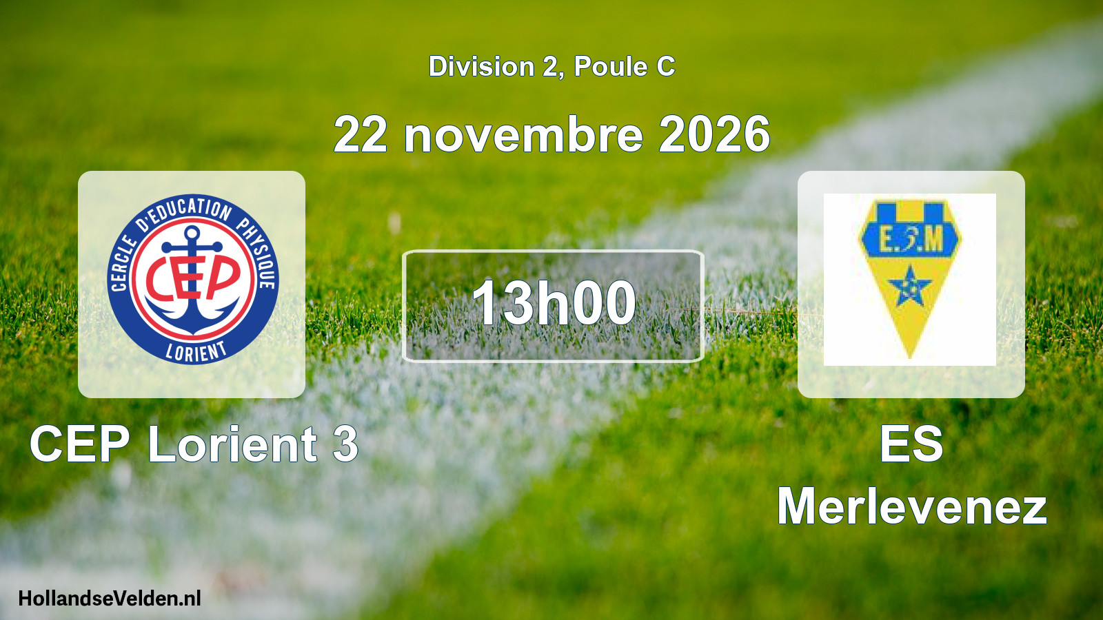 Match programmé: CEP Lorient 3 - ES Merlevenez (22 novembre 2026)