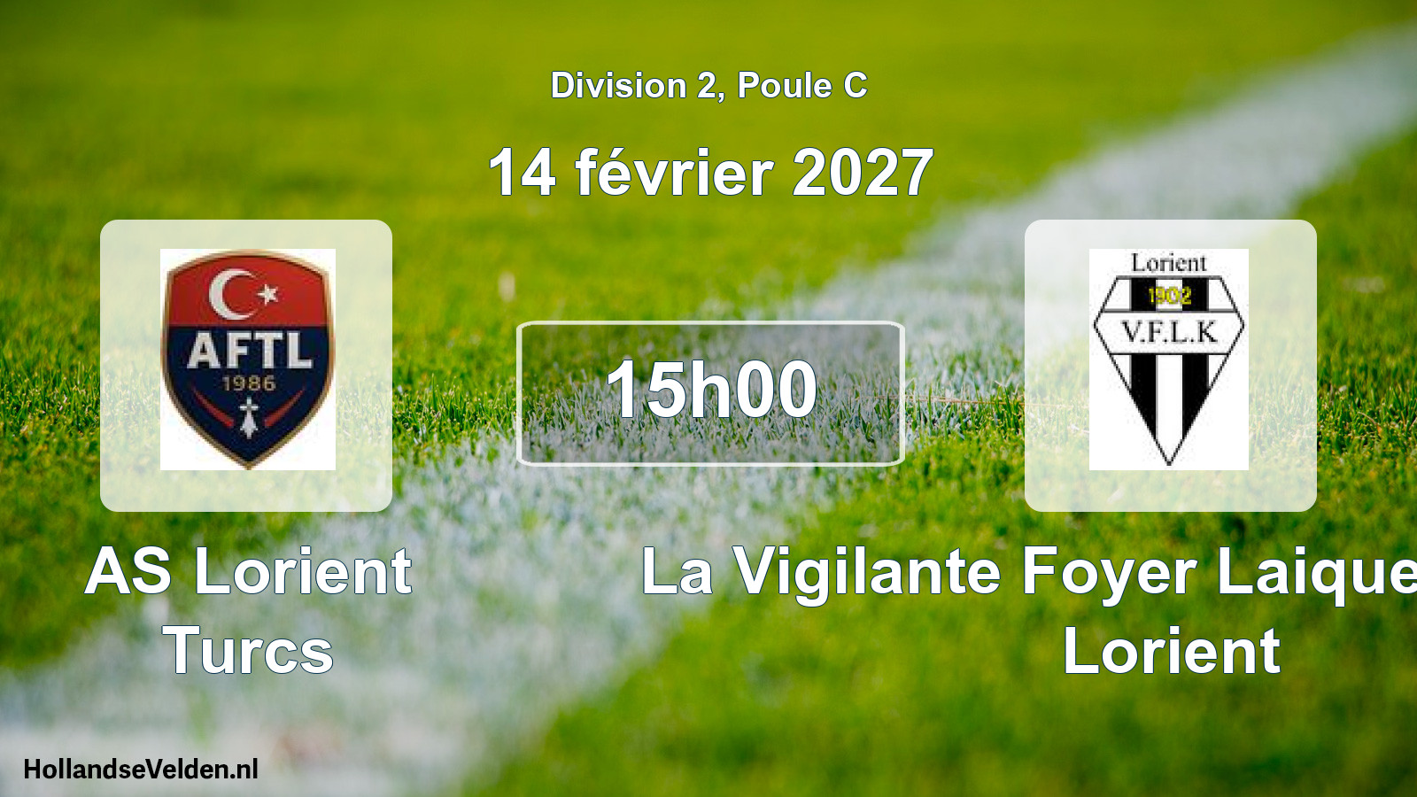Match programmé: AS Lorient Turcs - La Vigilante Foyer Laique Keryado Lorient (14 février 2027)