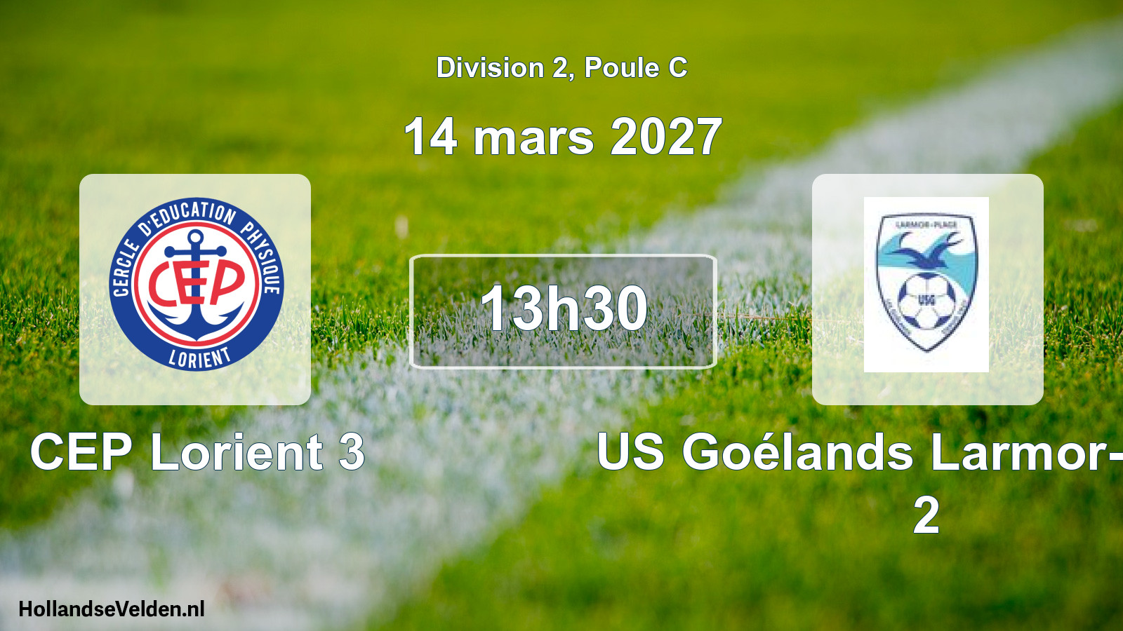 Match programmé: CEP Lorient 3 - US Goélands Larmor-Plage 2 (14 mars 2027)