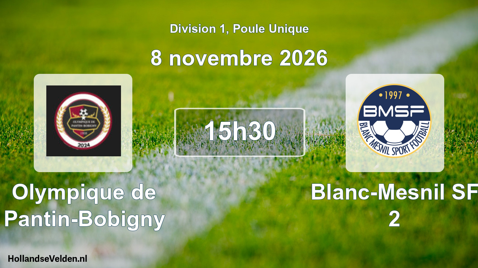 Scheduled Match: Olympique de Pantin-Bobigny - Blanc-Mesnil SF 2 (8 November 2026)