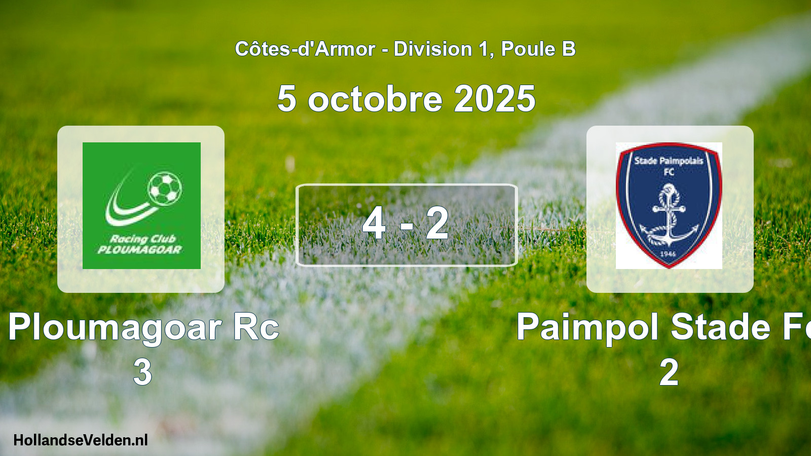 Total number of matches played: Ploumagoar Rc 3 - Paimpol Stade Fc 2 4 - 2 (5 October 2025)