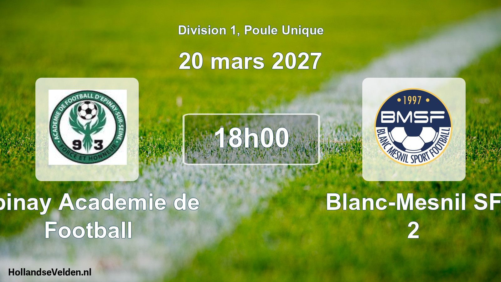 Scheduled Match: Epinay Academie de Football - Blanc-Mesnil SF 2 (20 March 2027)