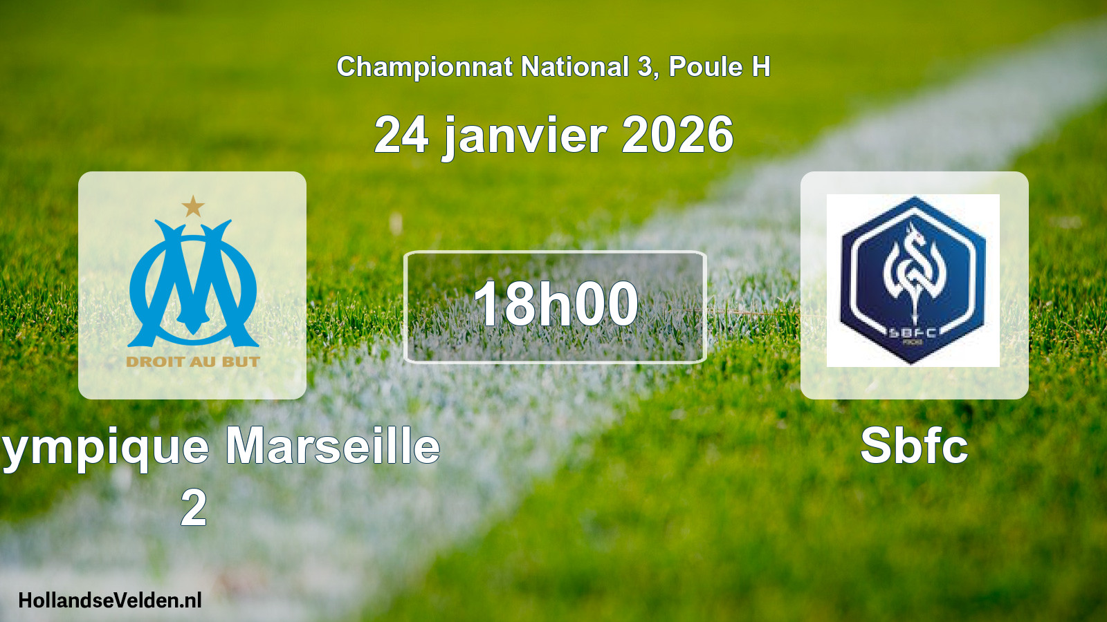 Geplande wedstrijd: Olympique Marseille 2 - Sbfc (24 januari 2026)