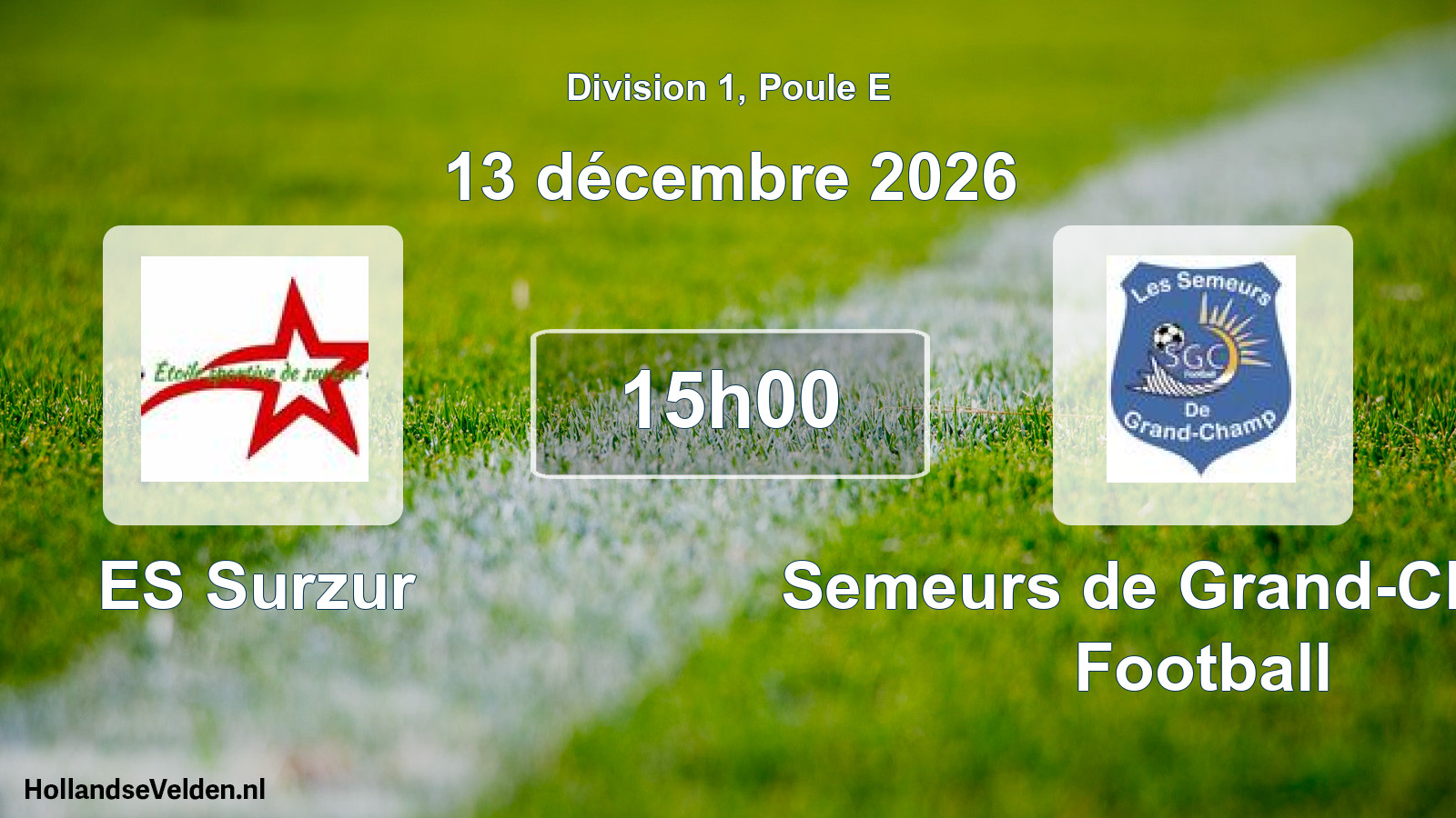 Match programmé: ES Surzur - Semeurs de Grand-Champ Football (13 décembre 2026)