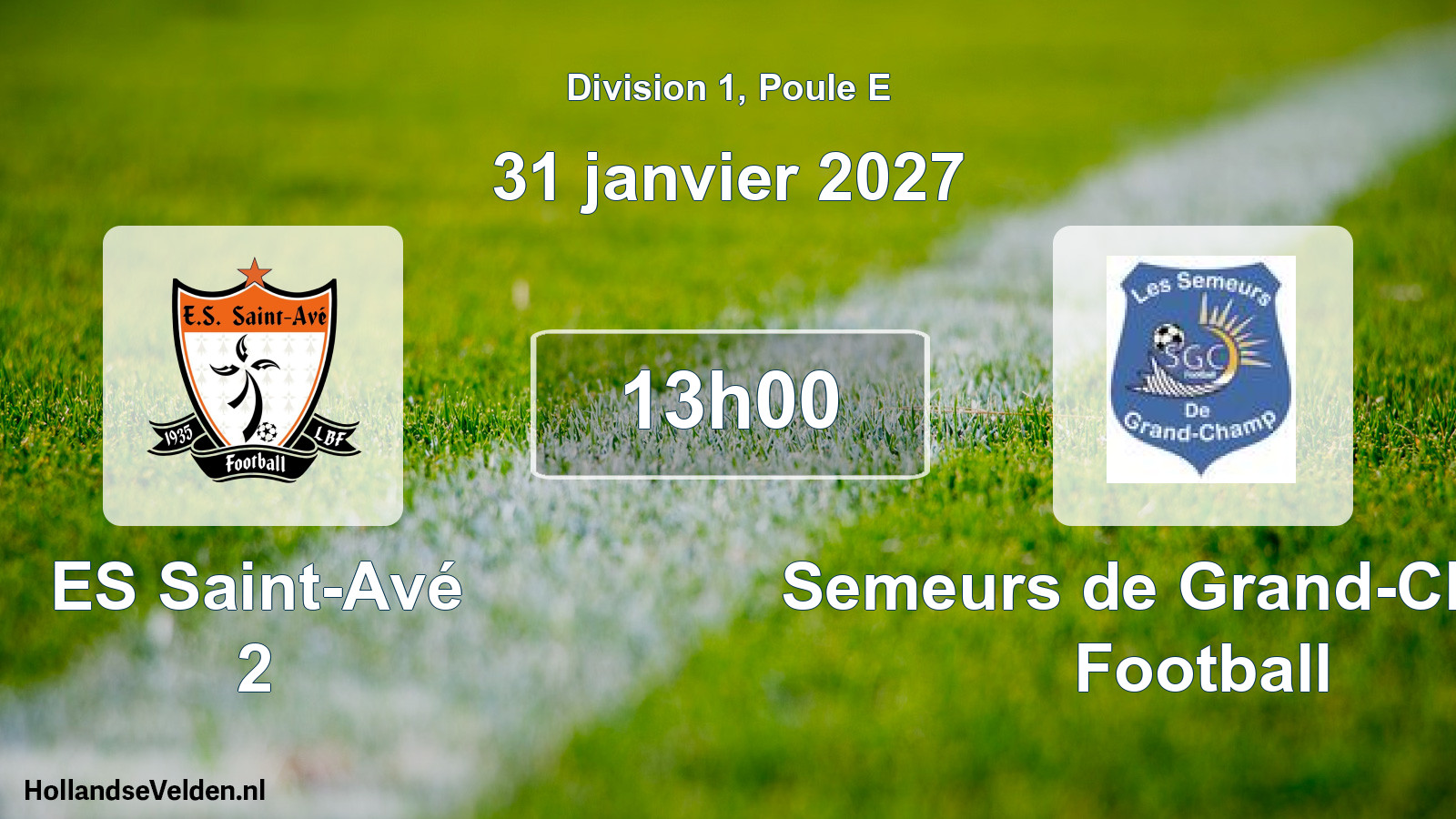 Match programmé: ES Saint-Avé 2 - Semeurs de Grand-Champ Football (31 janvier 2027)