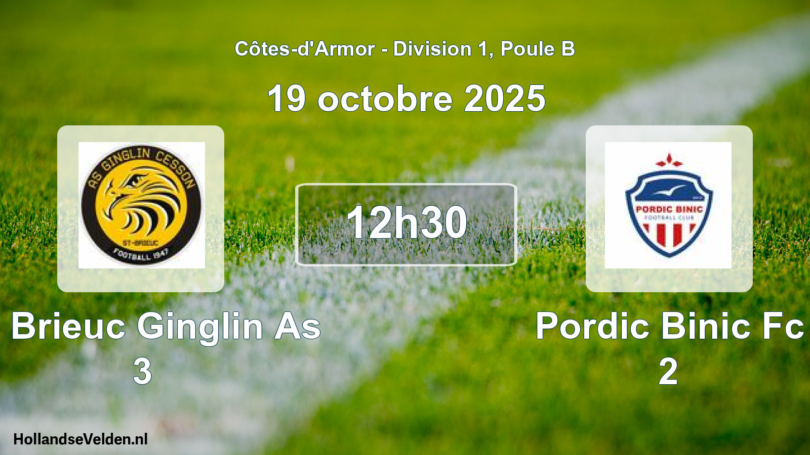 Geplande wedstrijd: St Brieuc Ginglin As 3 - Pordic Binic Fc 2 (19 oktober 2025)