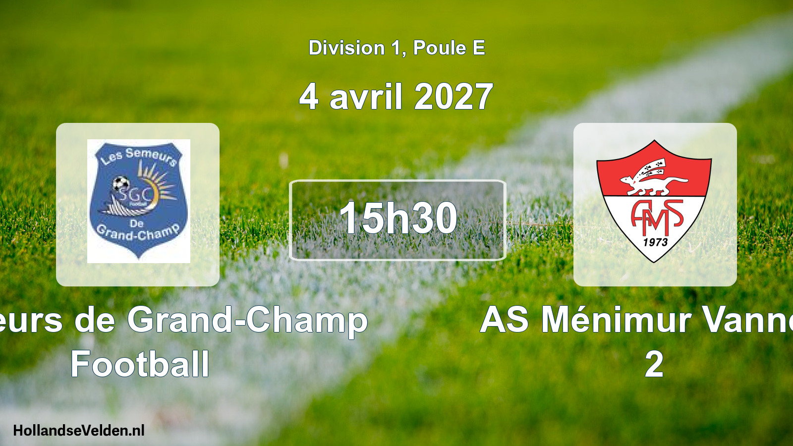 Match programmé: Semeurs de Grand-Champ Football - AS Ménimur Vannes 2 (4 avril 2027)
